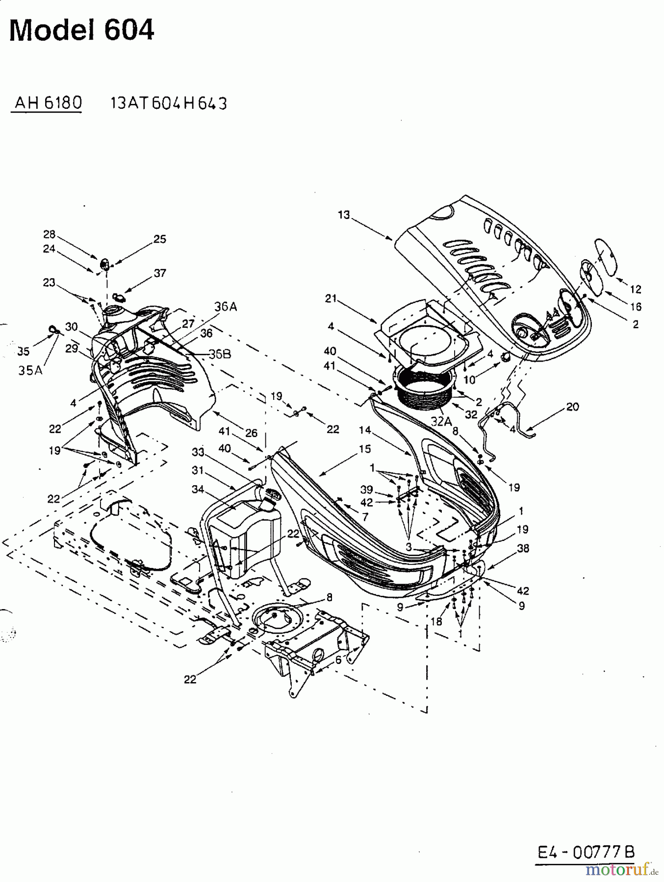  Yard-Man Lawn tractors X 604 G 13AX604G643  (2002) Engine hood 4-Style from 27.09.2007