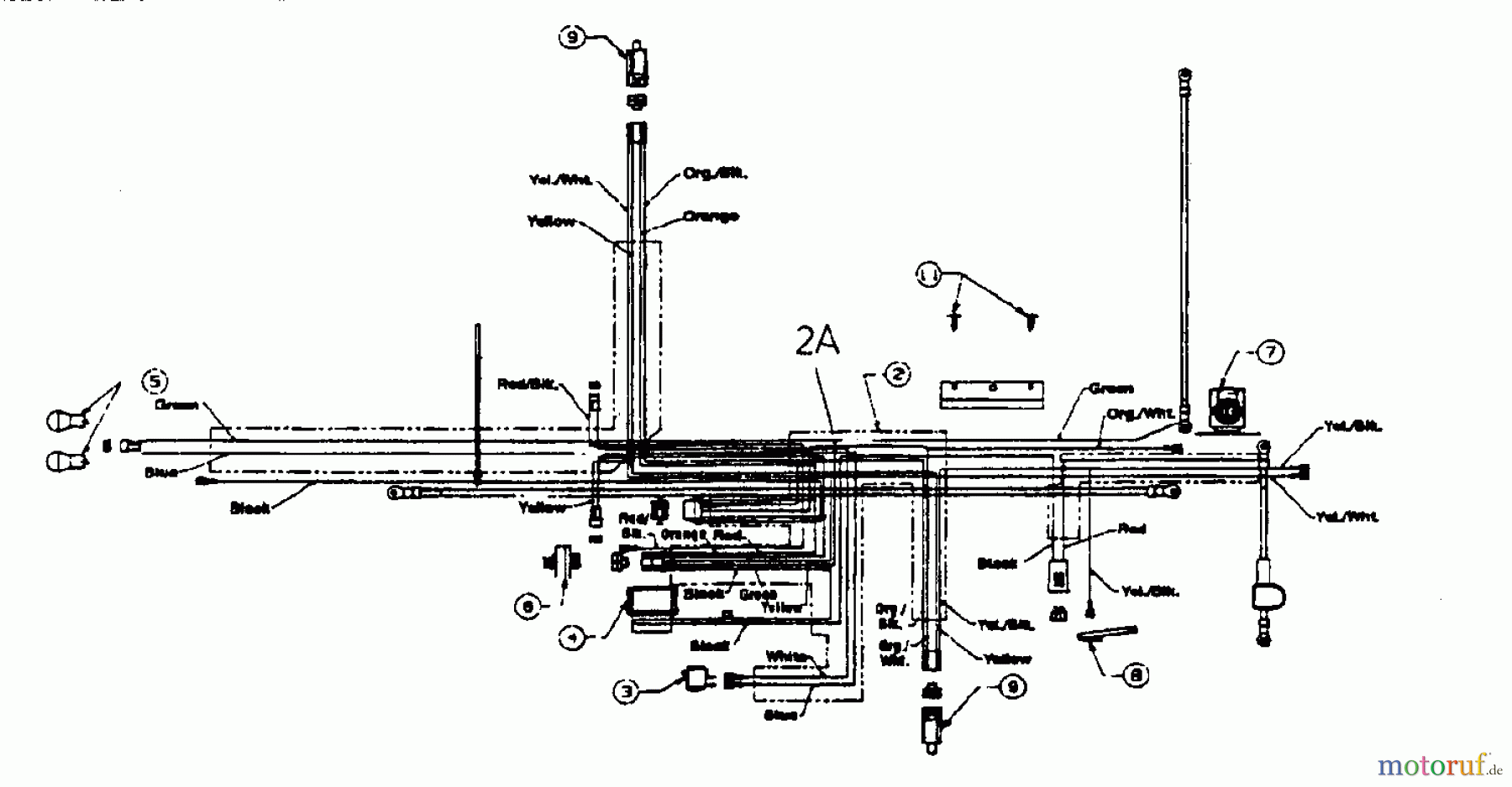 MTD Lawn tractors B 145 13AM675G678  (1998) Wiring diagram for O.H.V.