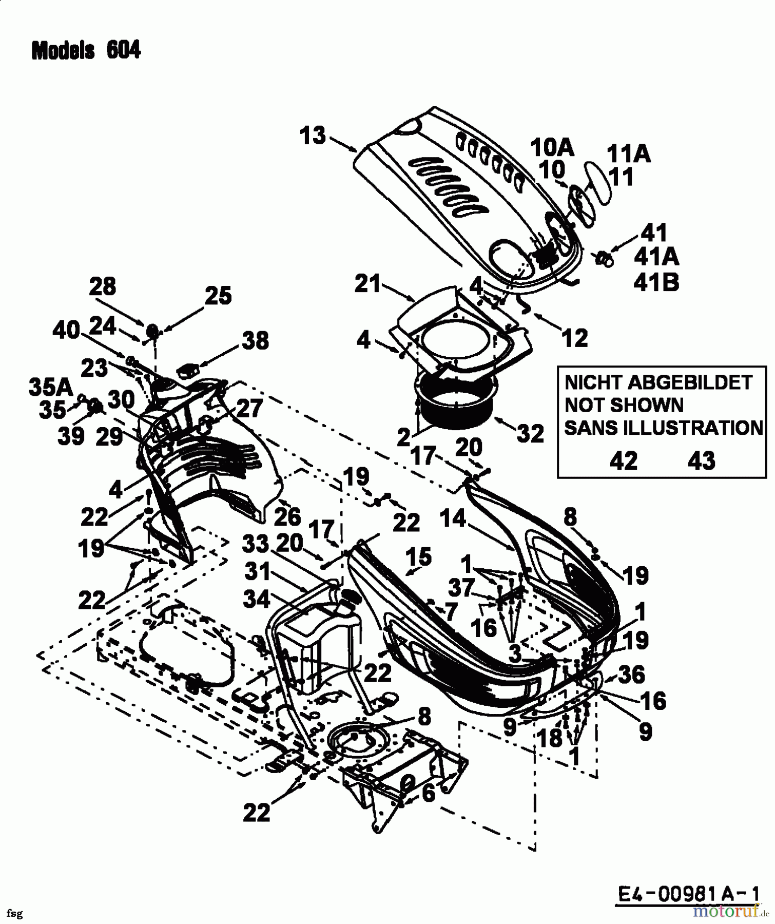  Yard-Man Lawn tractors AG 6145 13BP604G643  (2001) Engine hood 4-Style from 27.09.2007