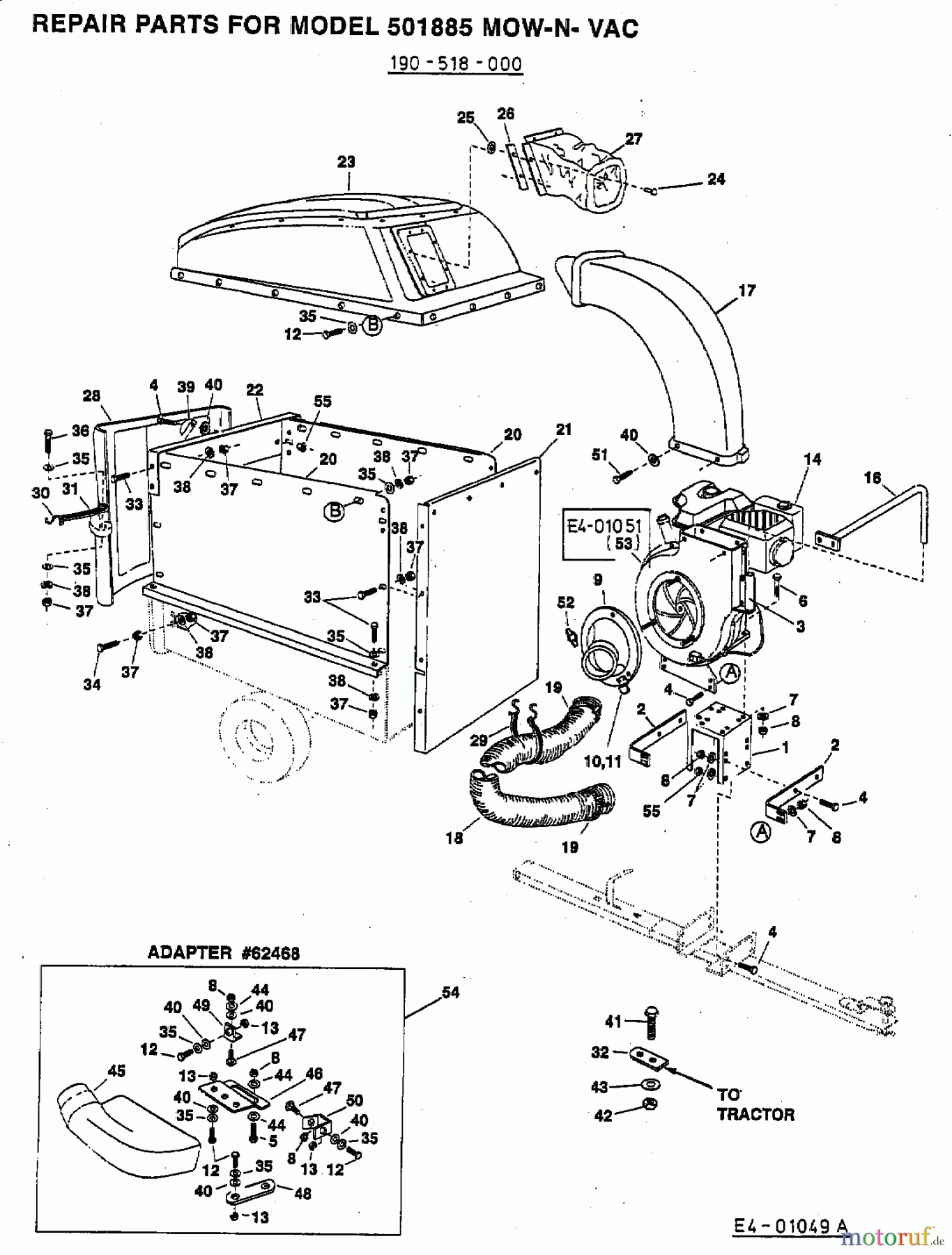  MTD Accessories Accessories garden and lawn tractors Blower Mow-Vac 190-518-000  (2003) Discharge chute