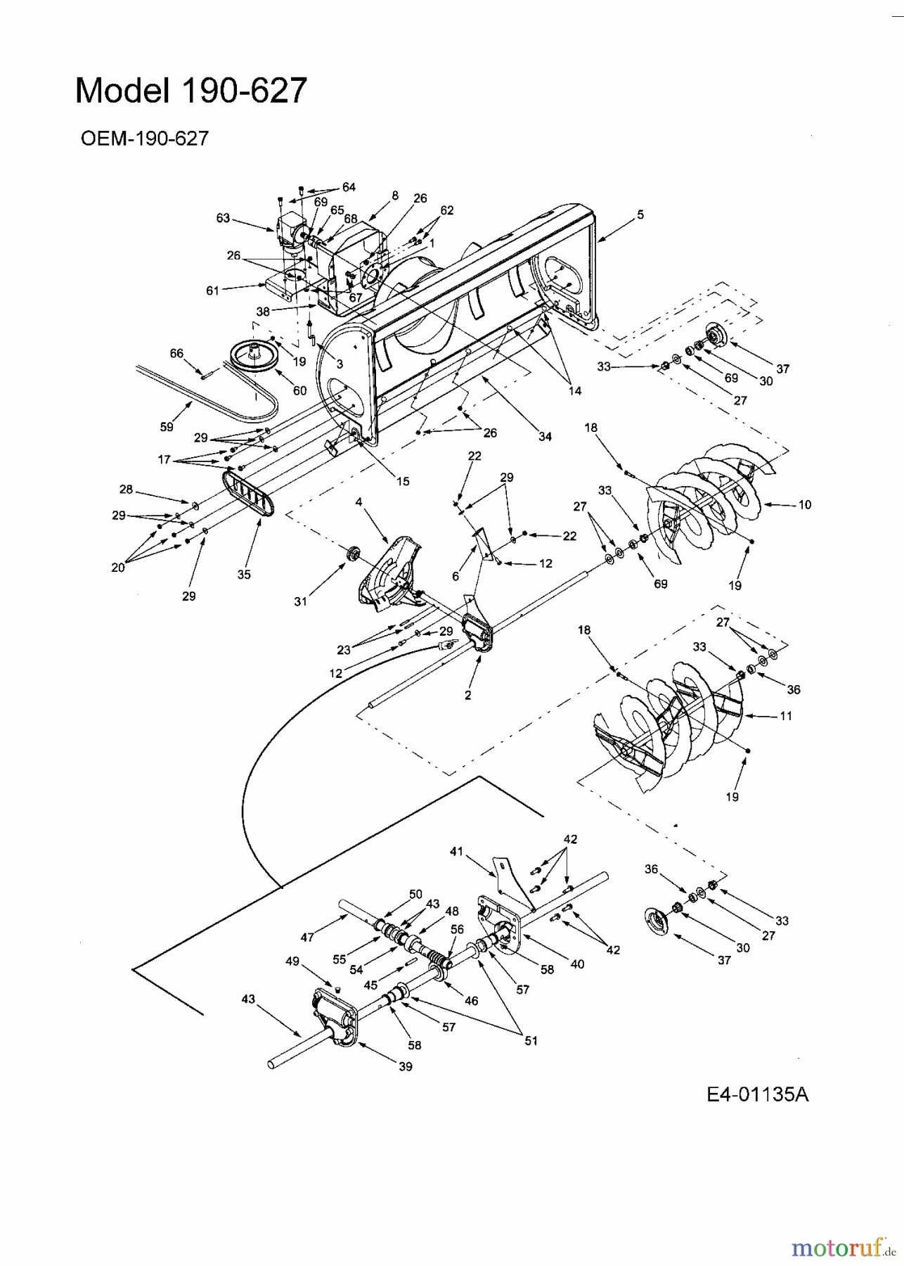  MTD Accessories Accessories garden and lawn tractors Snow throwers for 600 series boxframe OEM-190-627  (2008) Basic machine