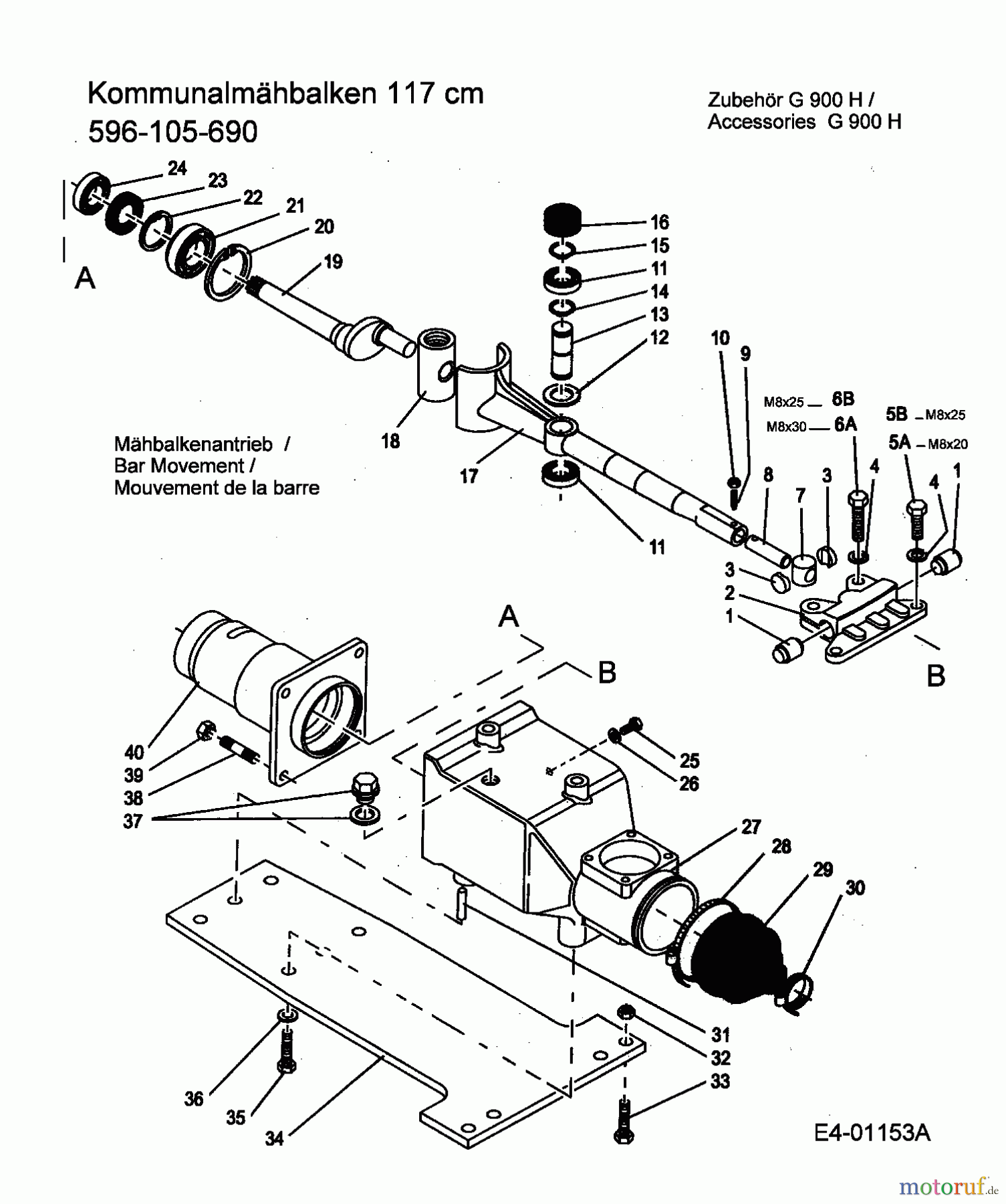  MTD Accessories Accessories multi purpose two wheel tractor Communal cutting bar 117cm for G 900 H 596-105-690  (2004) Bar movement