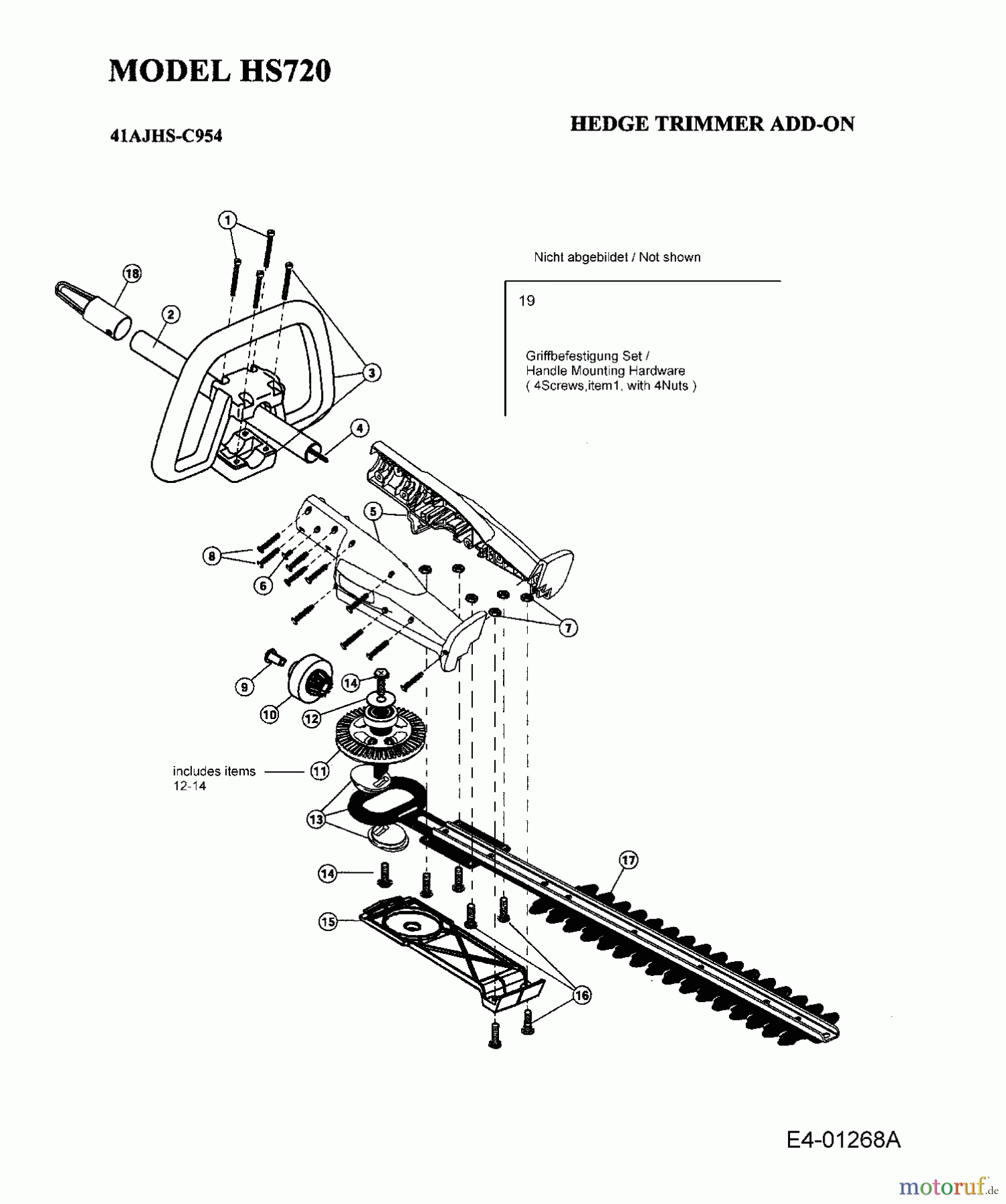  MTD Accessories Accessories Brush cutter, Trimmer Hedge shear HS 720 41AJHS-C954  (2011) Basic machine