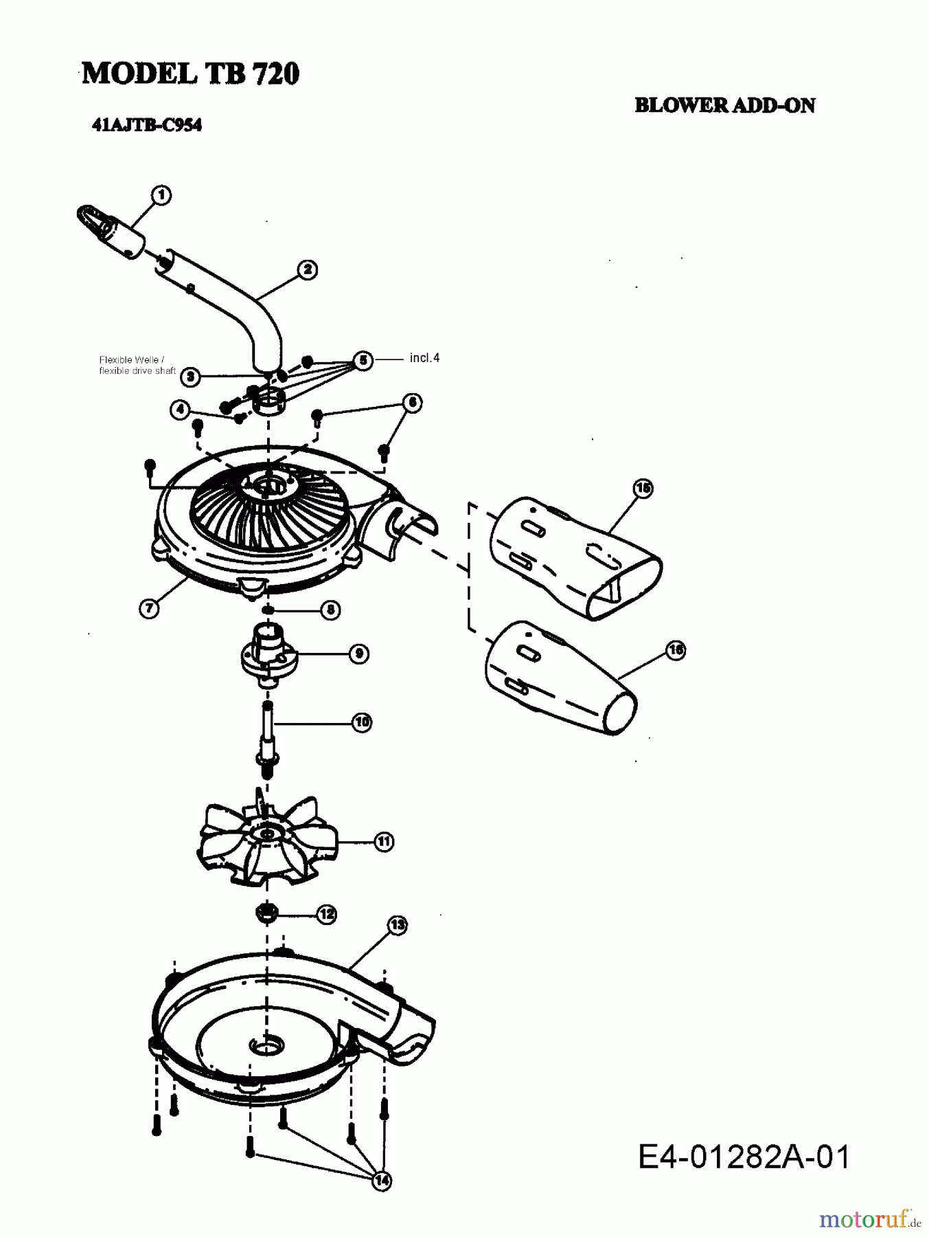  MTD Accessories Accessories Brush cutter, Trimmer Leaf blower, Blower vac TB 720 41AJTB-C954  (2012) Basic machine