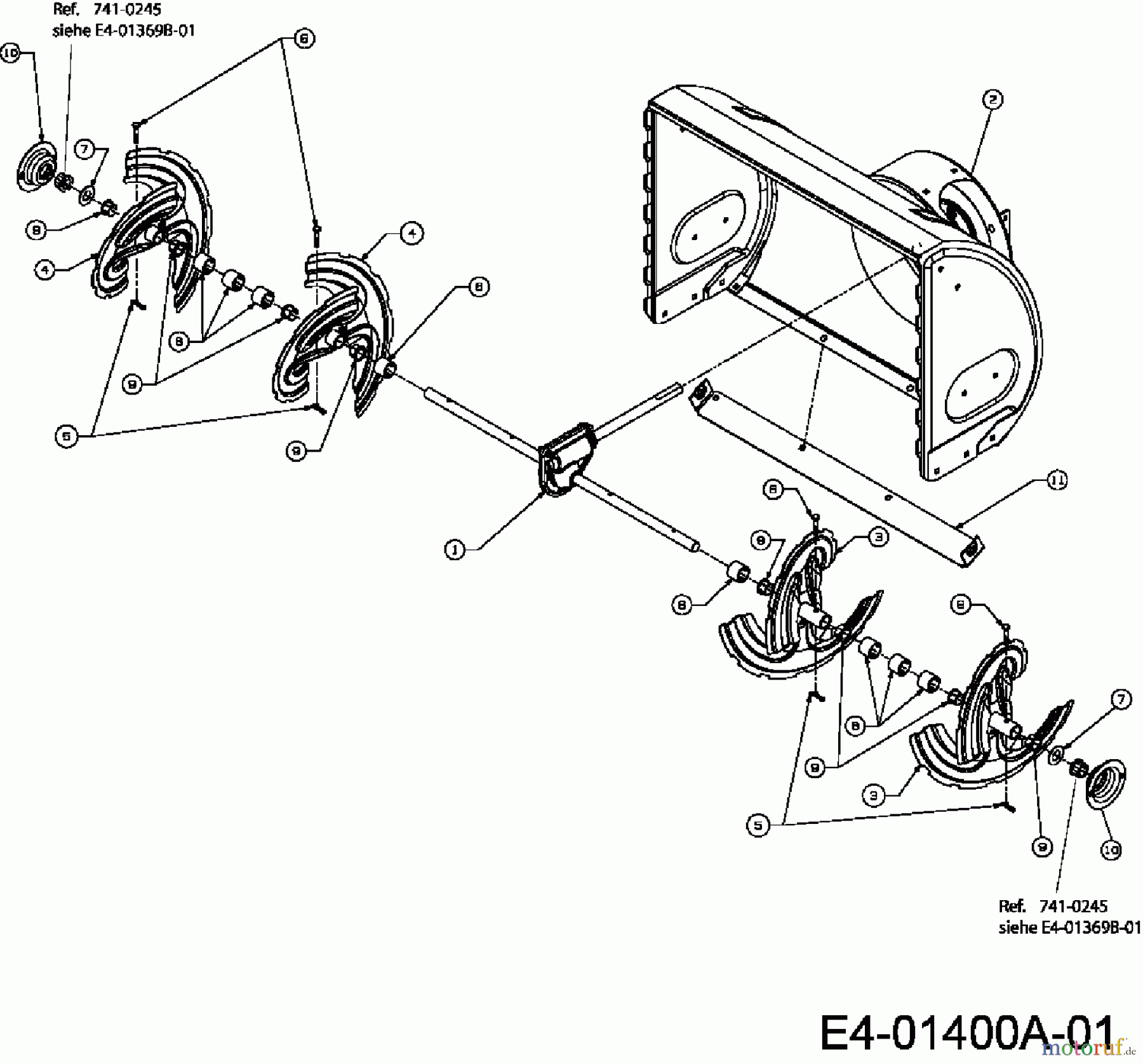  Troy-Bilt Snow throwers POLAR 10071 31AV6RLO609  (2007) Auger housing