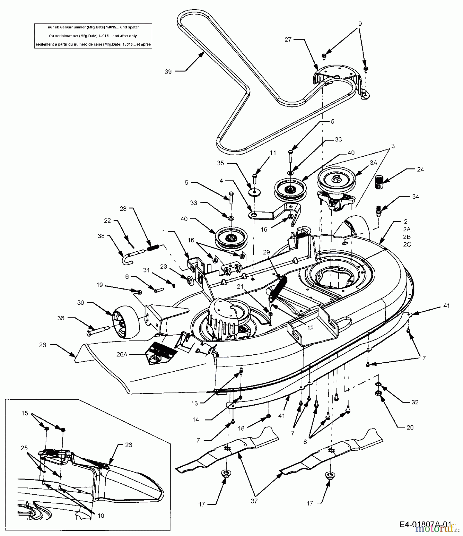  Cub Cadet Zero Turn RZT 42 17BA5B4G603  (2006) Mowing deck G (42