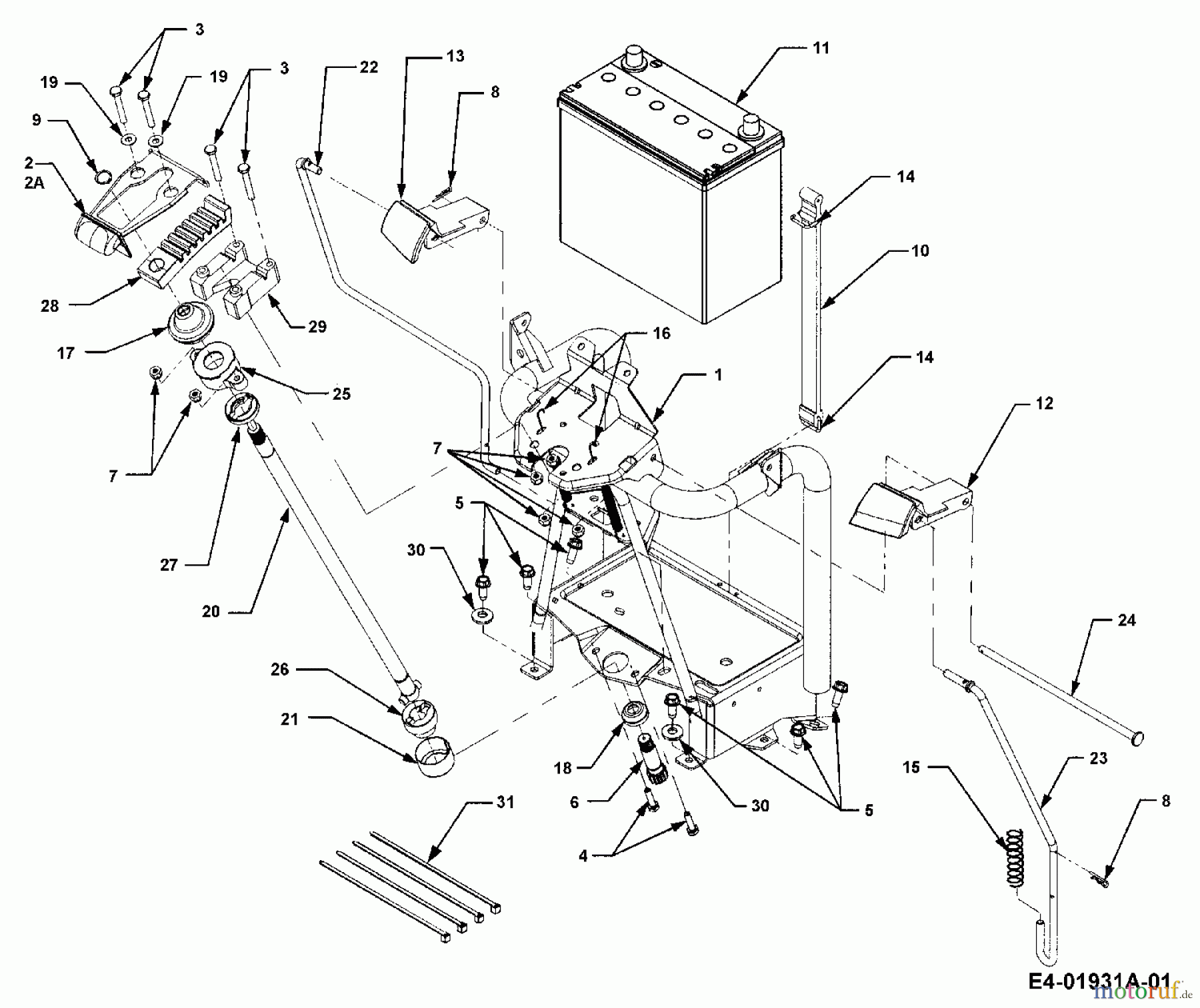  Cub Cadet Garden tractors HDS 3235 14B-692-603  (2007) Battery, Steering column