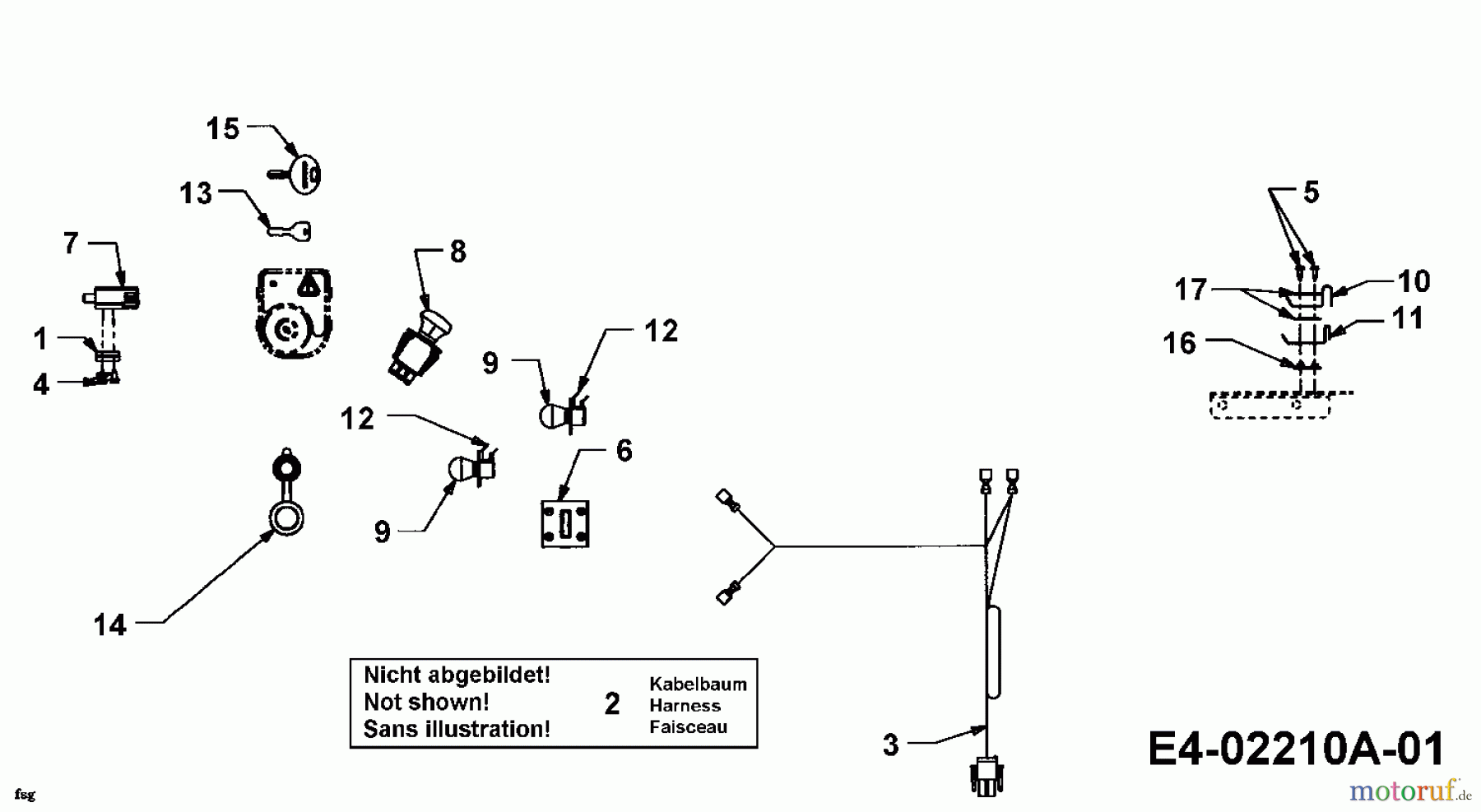  Cub Cadet Garden tractors GT 1223 14AP13CP603  (2005) Electric parts from 12.01.2005 to 03.02.2005