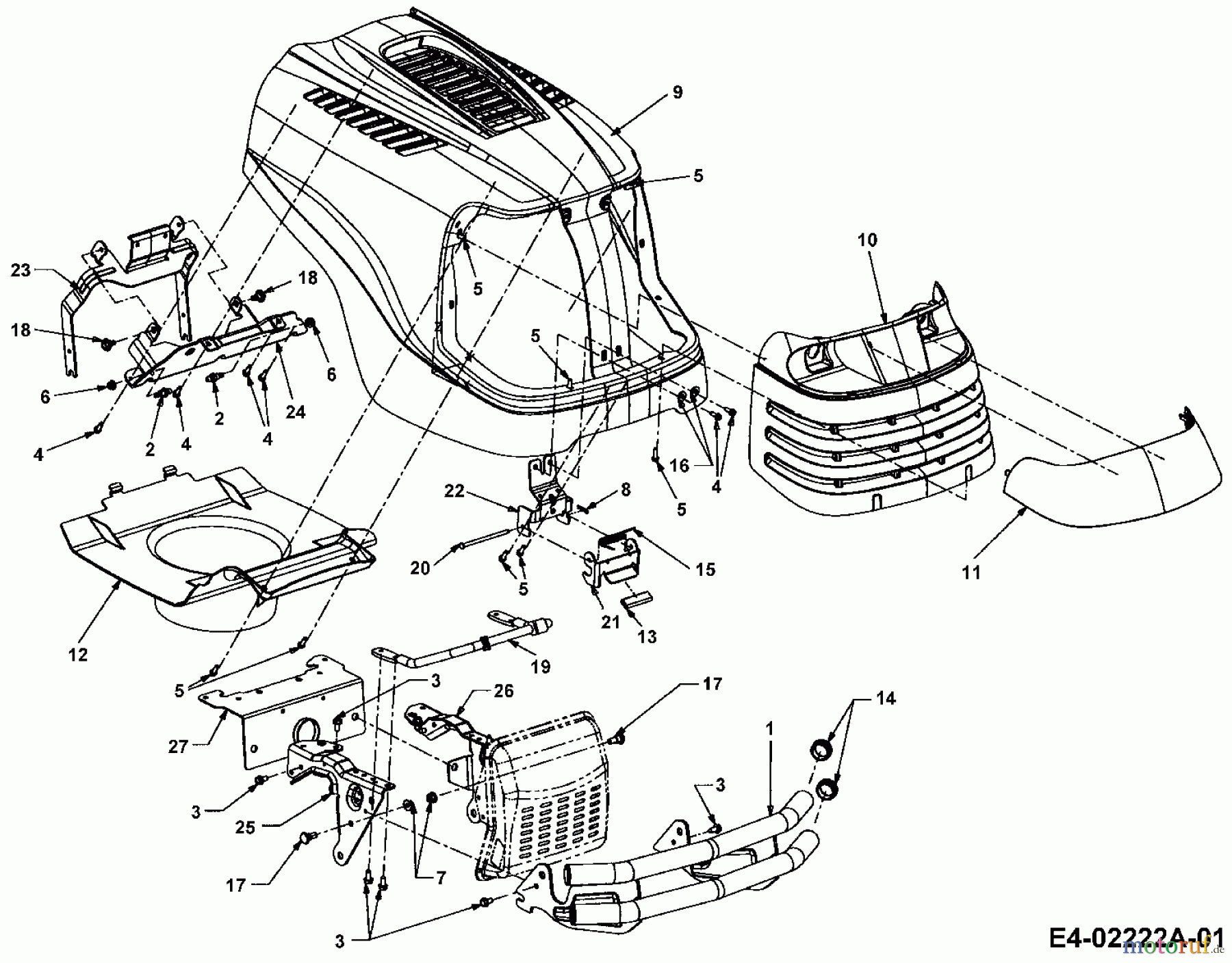  Cub Cadet Garden tractors GT 1223 14AP13CP603  (2005) Engine hood C-Style to 03.02.2005