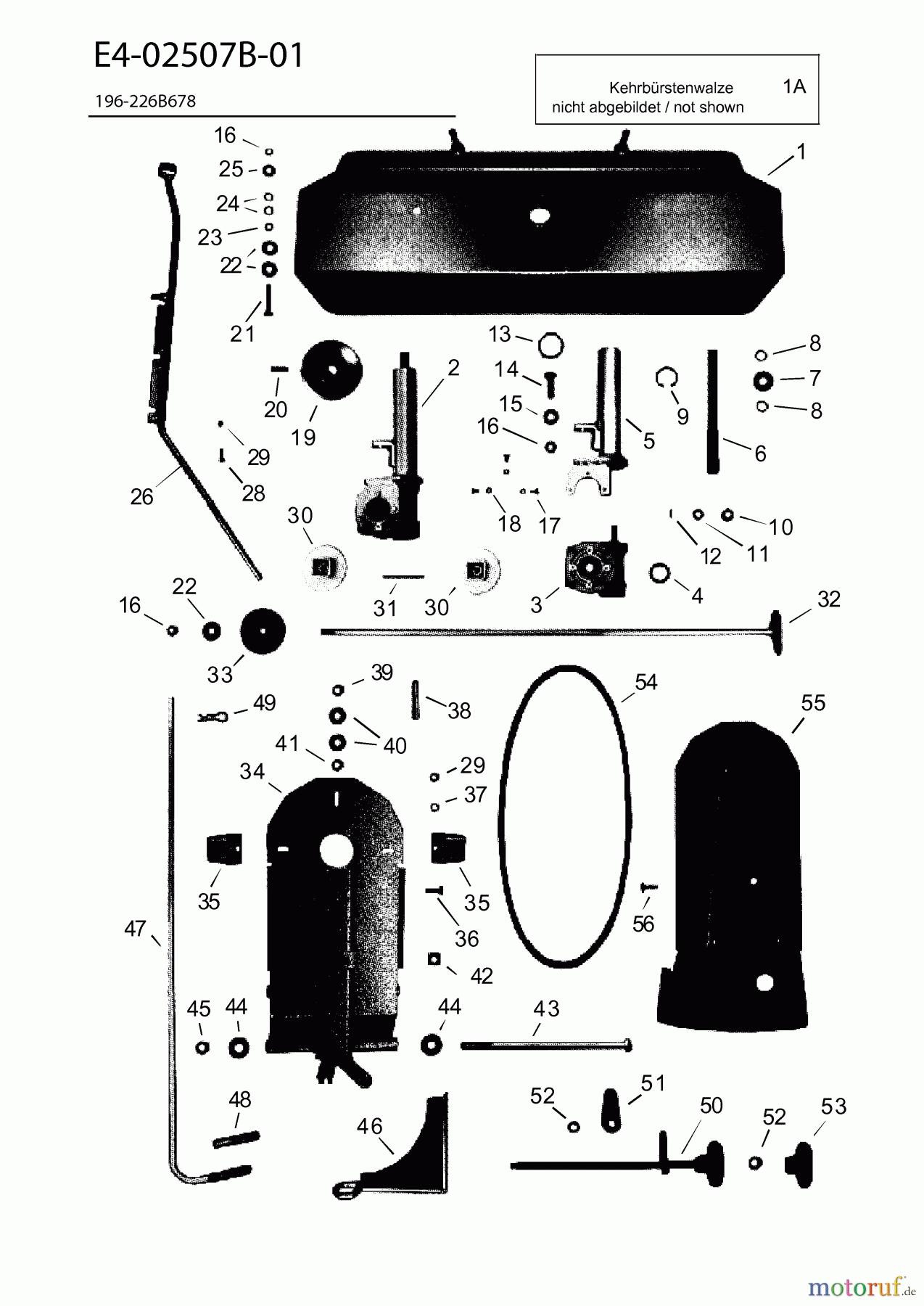  MTD Accessories Accessories garden and lawn tractors Front sweeper FK 105 196-226B678  (2011) Brushing drive, Brush housing