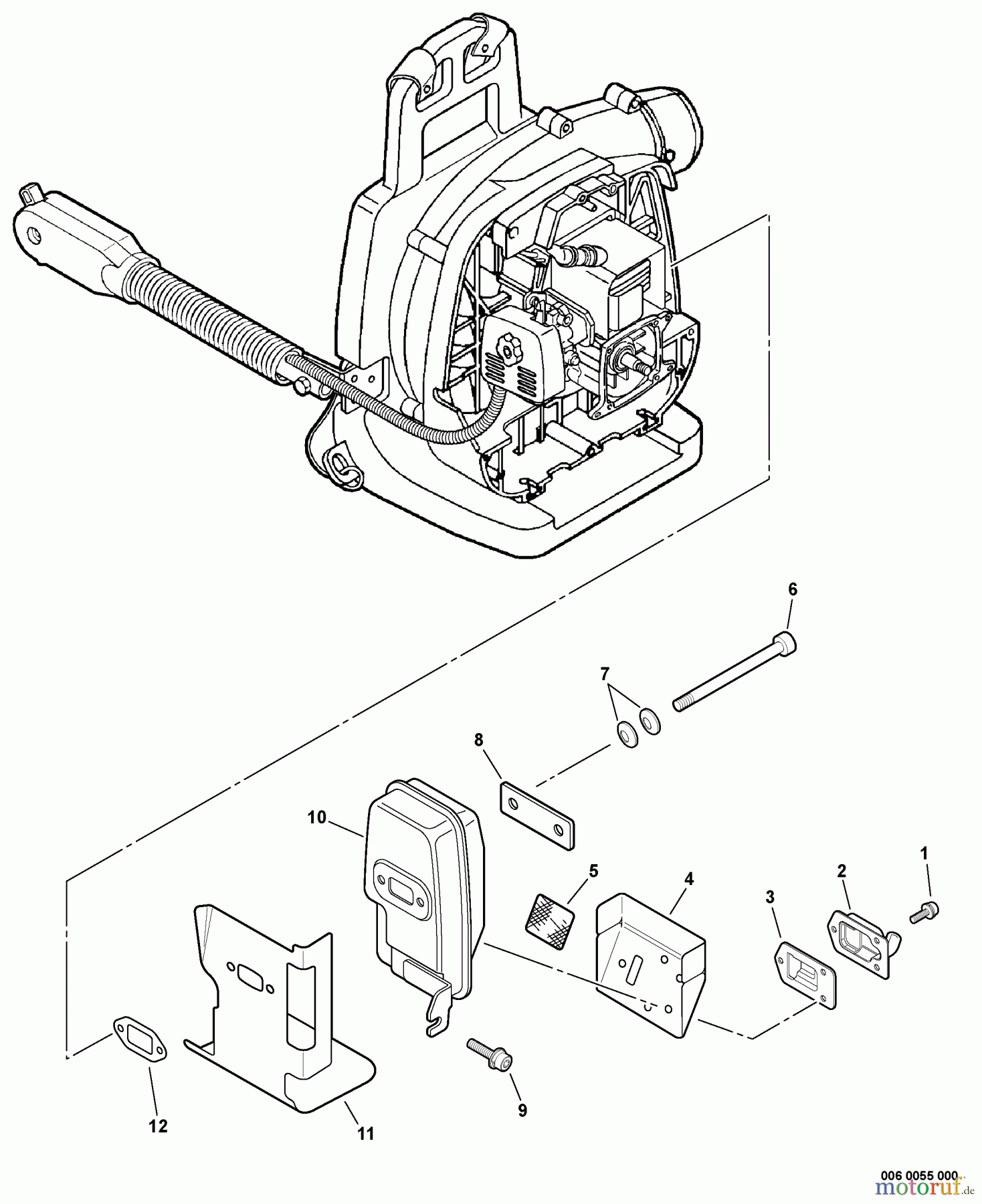  Echo Bläser / Sauger / Häcksler / Mulchgeräte	 PB-261L - Echo Back Pack Blower, S/N: 02001001 - 02999999 Exhaust