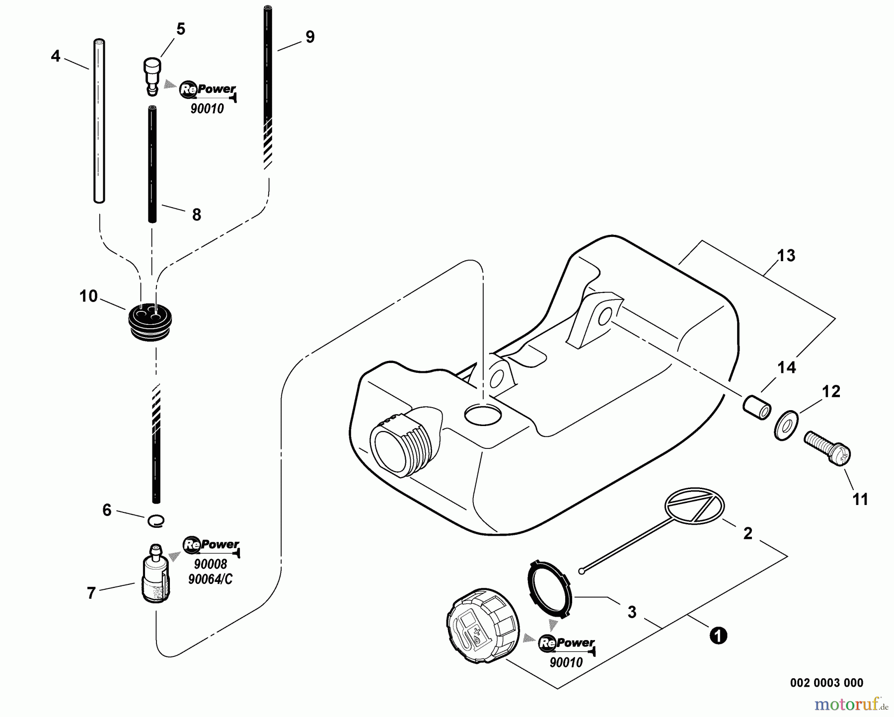  Echo Wasserpumpen WP-1000 - Echo Water Pump, S/N: W15204001001 - W15204999999 (Type 1E) Fuel System  S/N: W15204001001 - W15204003801