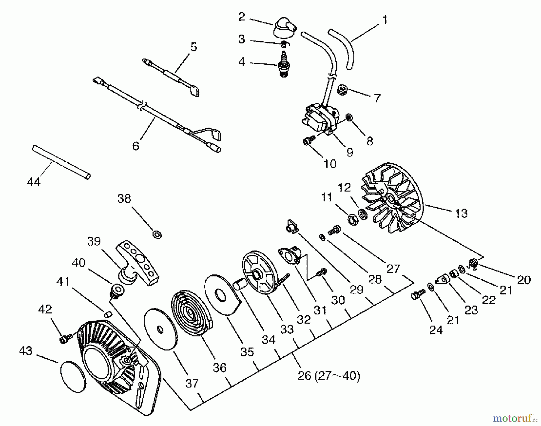  Echo Sägen, Kettensägen CS-1201 - Echo Chainsaw, Starter, Magnetp