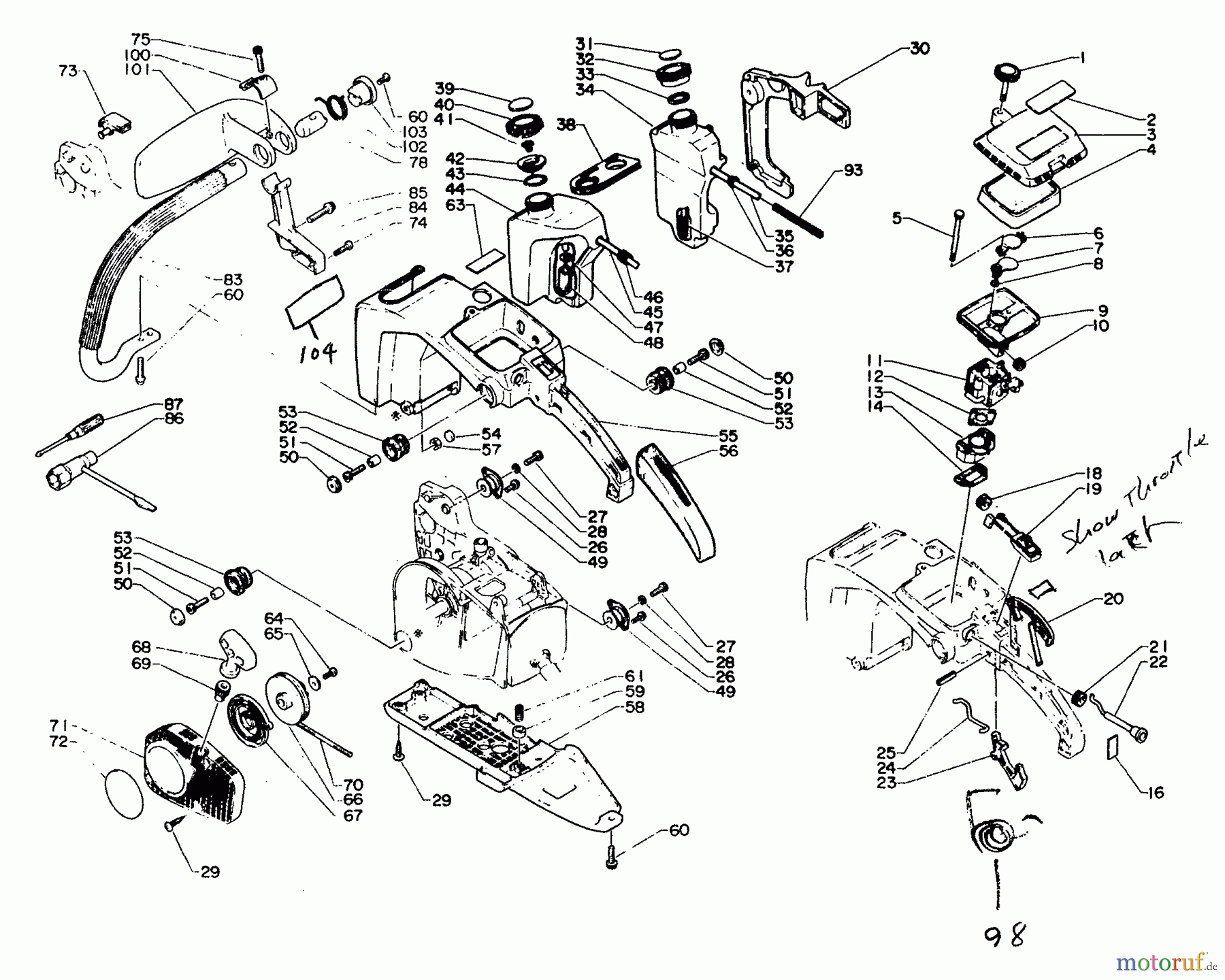  Echo Sägen, Kettensägen CS-330EVL - Echo Chainsaw Carburetor, Fuel System, Handles, Intake, Oil Tank, Starter