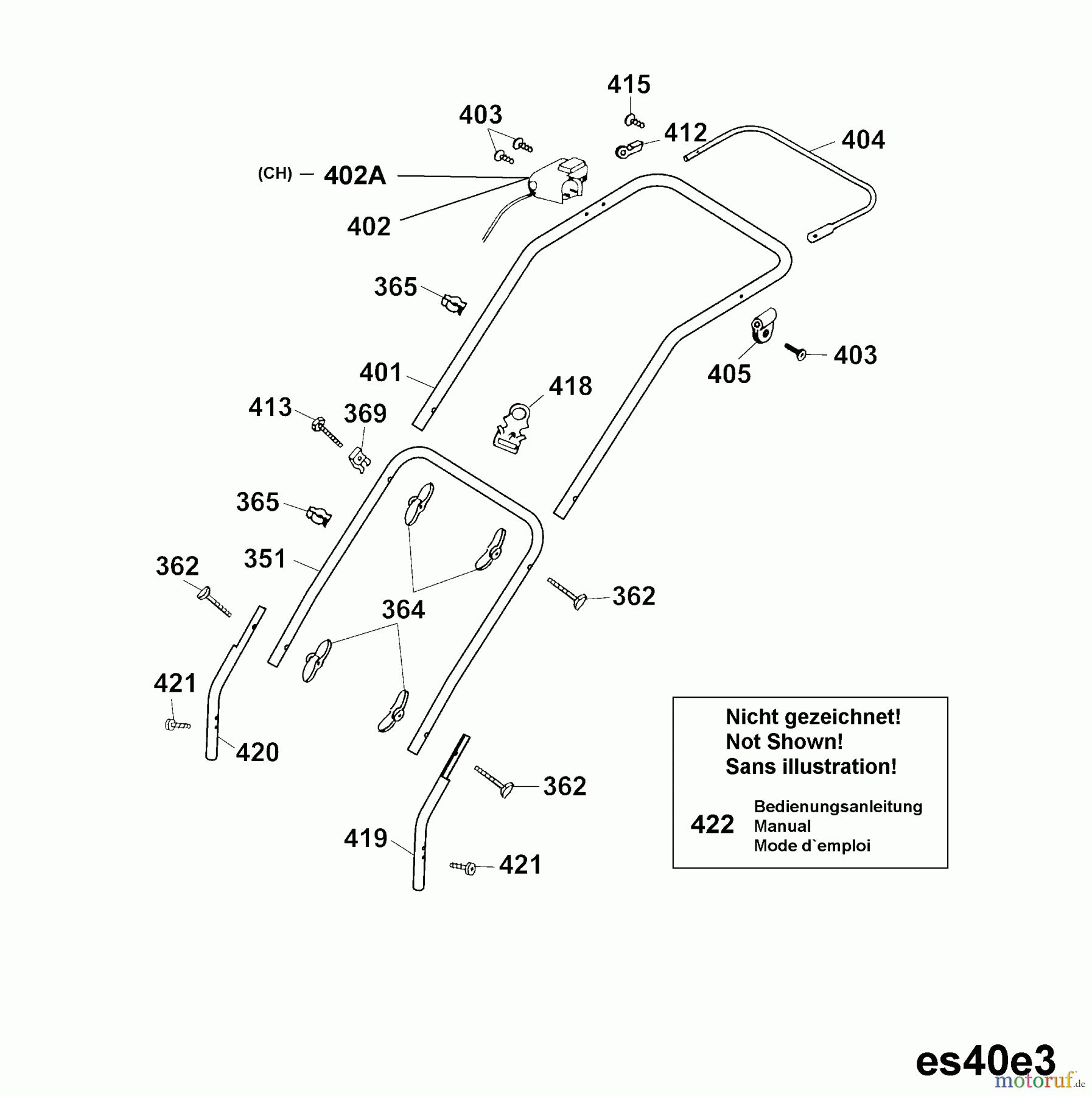  Wolf-Garten Electric mower Esprit 40 E 4020680 Series A, B  (2003) Handle