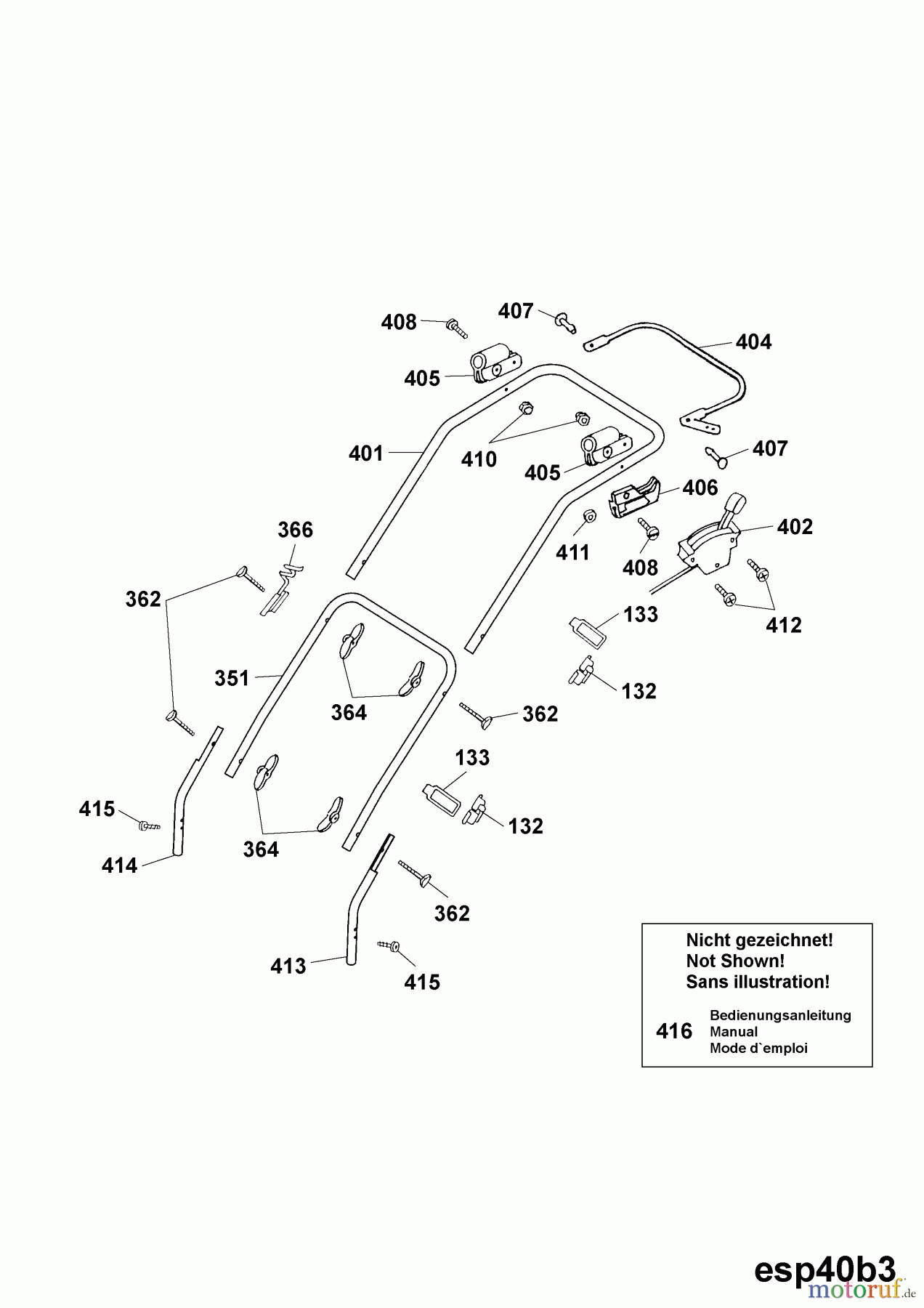  Wolf-Garten Petrol mower Esprit 40 B 4001000 Series B-D  (2003) Handle