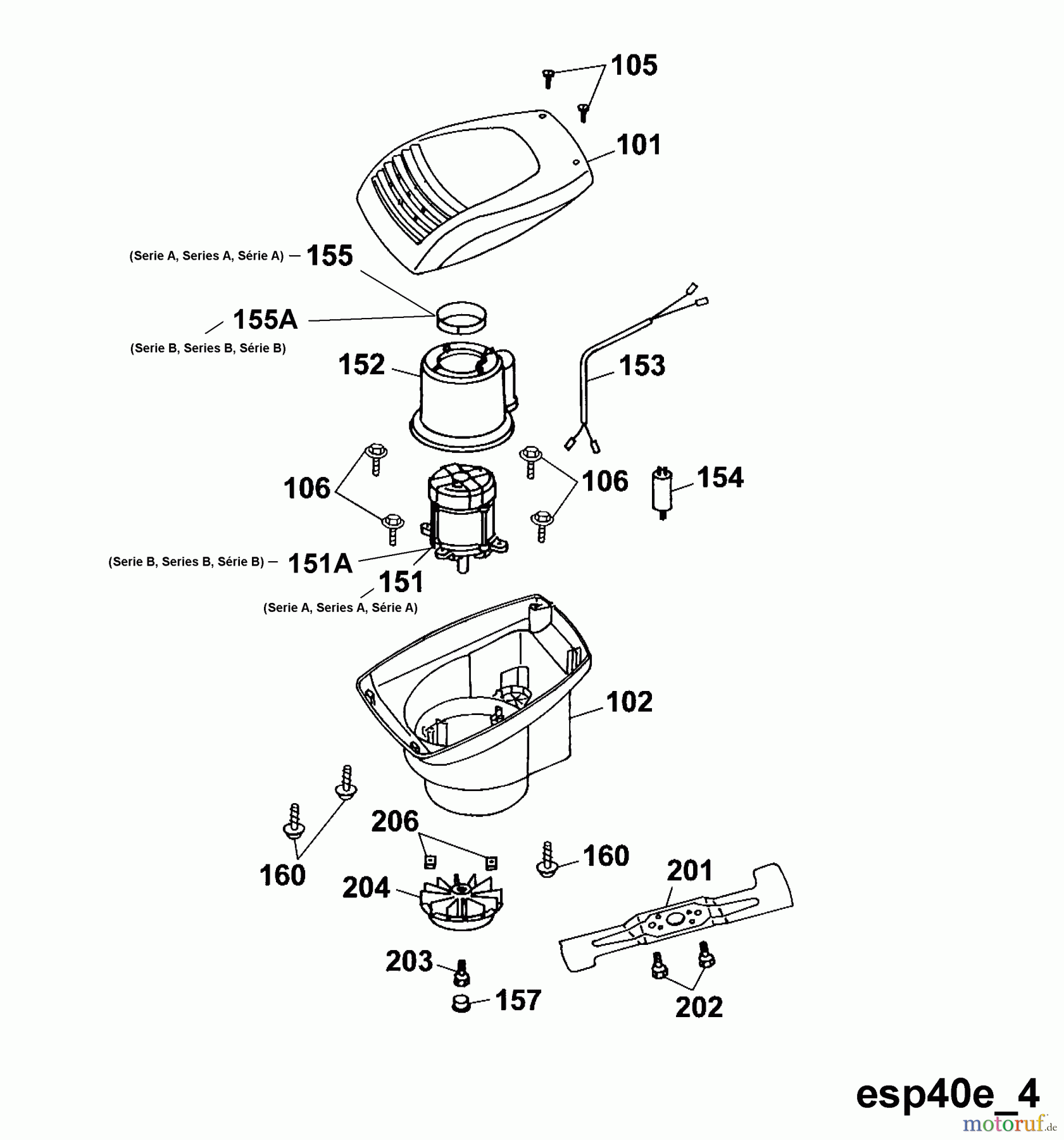  Wolf-Garten Electric mower Esprit 40 E 4020000 Series A, B  (2002) Electric motor, Blade