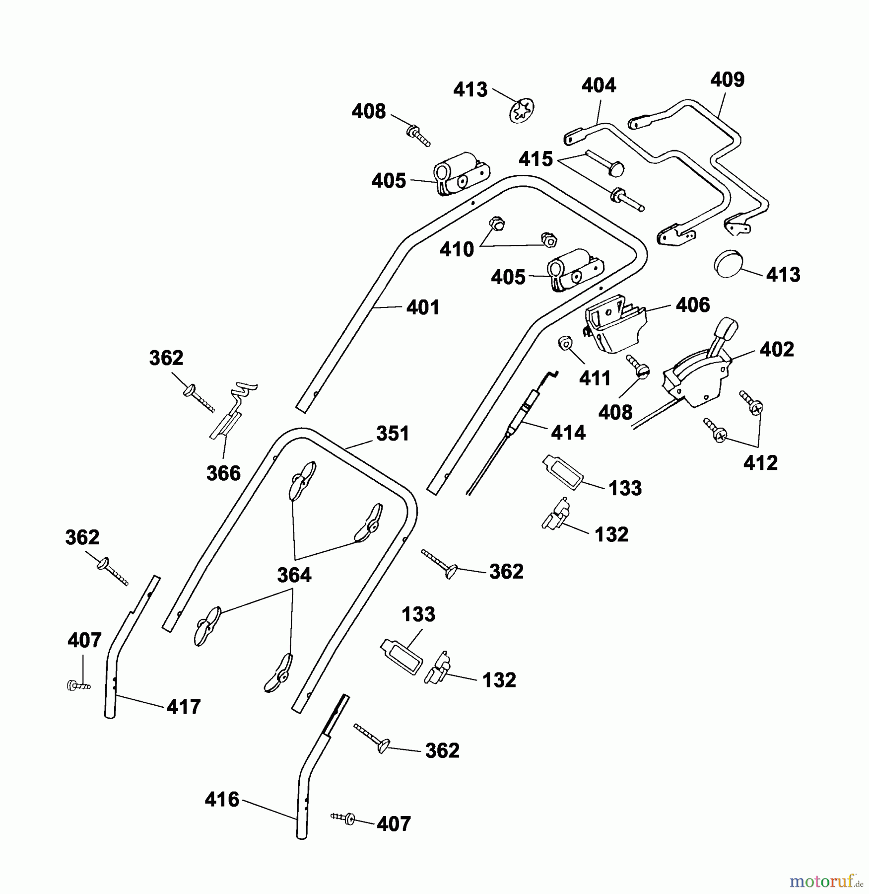  Wolf-Garten Petrol mower self propelled Esprit 46 BA 4605000 Series B-D  (2003) Handle