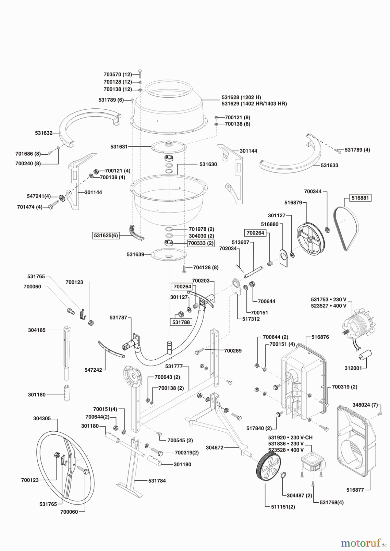  AL-KO Heimwerkertechnik Betonmörtelmaschinen Top 1402 HR 08/2004 - 09/2005 Seite 1