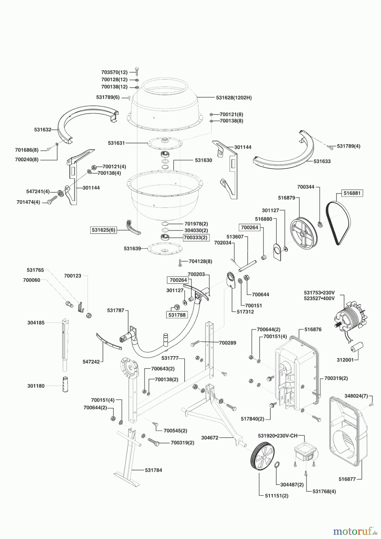  AL-KO Heimwerkertechnik Betonmörtelmaschinen Top 1202 H (Schweiz) 09/2005 - 10/2007 Seite 1