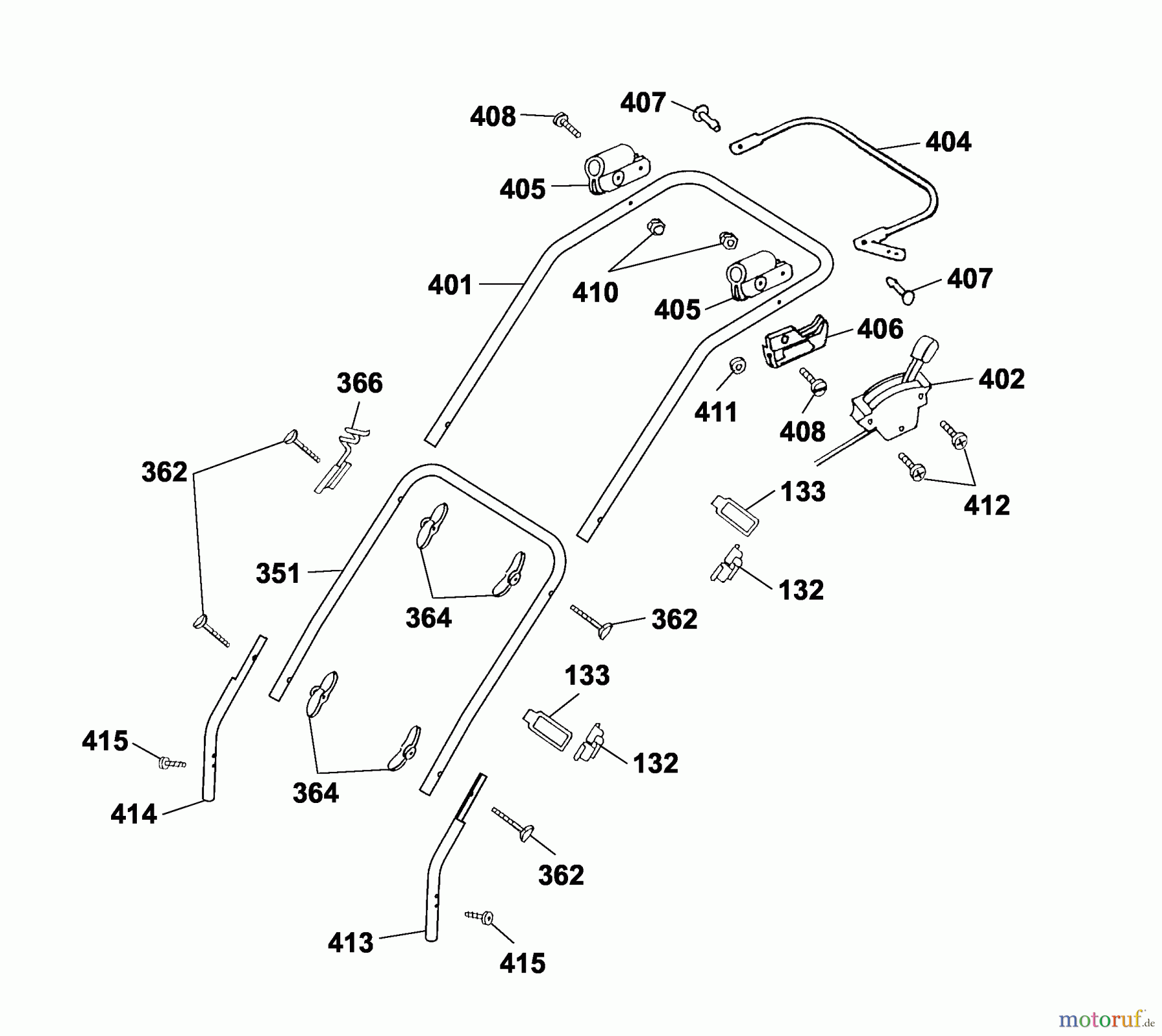  Wolf-Garten Petrol mower HBM 40 B 4001008 Series A  (2003) Handle