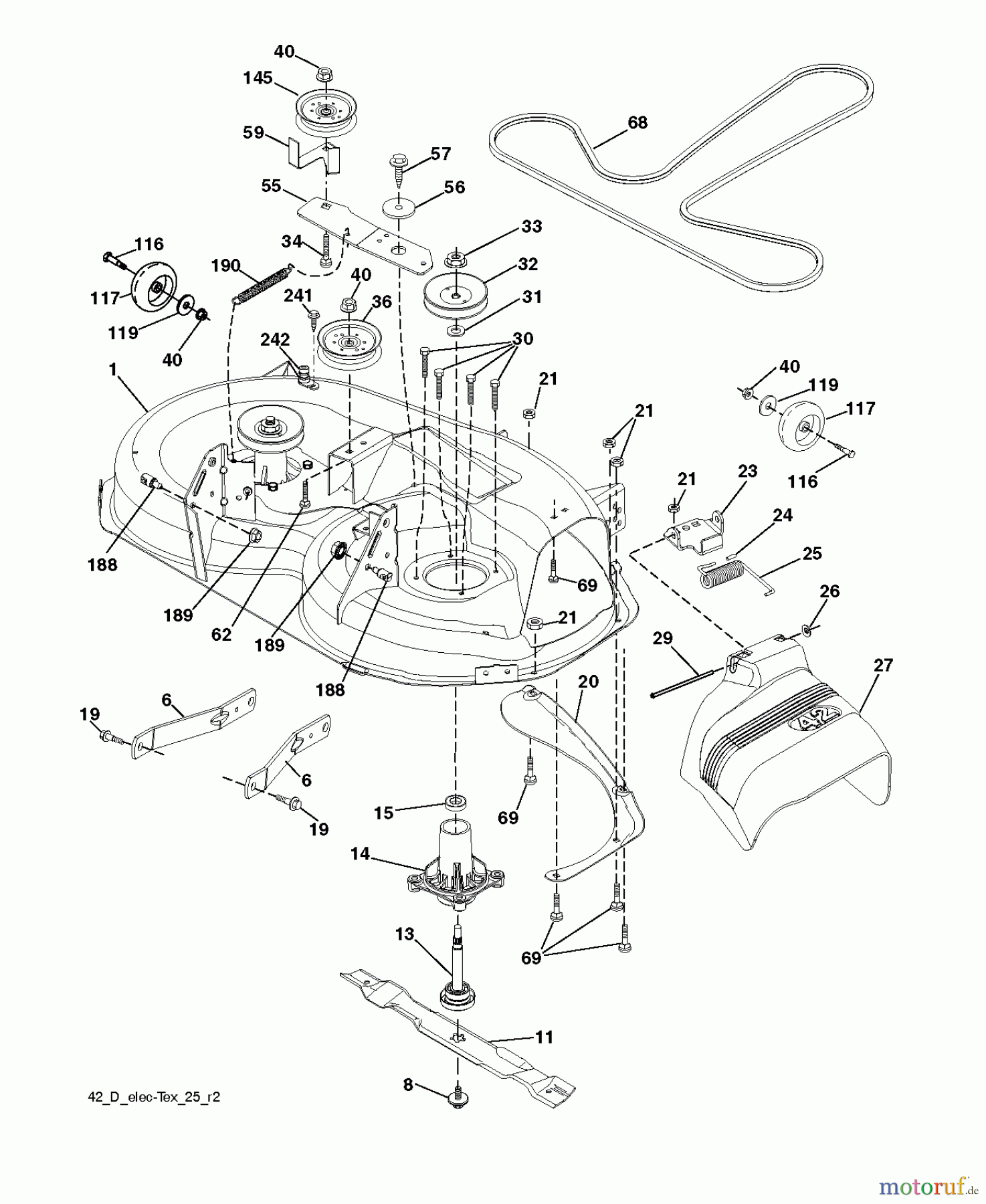  Husqvarna Rasen und Garten Traktoren LTH 2142DR (96041023601) - Husqvarna Lawn Tractor (2012-06 & After) MOWER DECK / CUTTING DECK