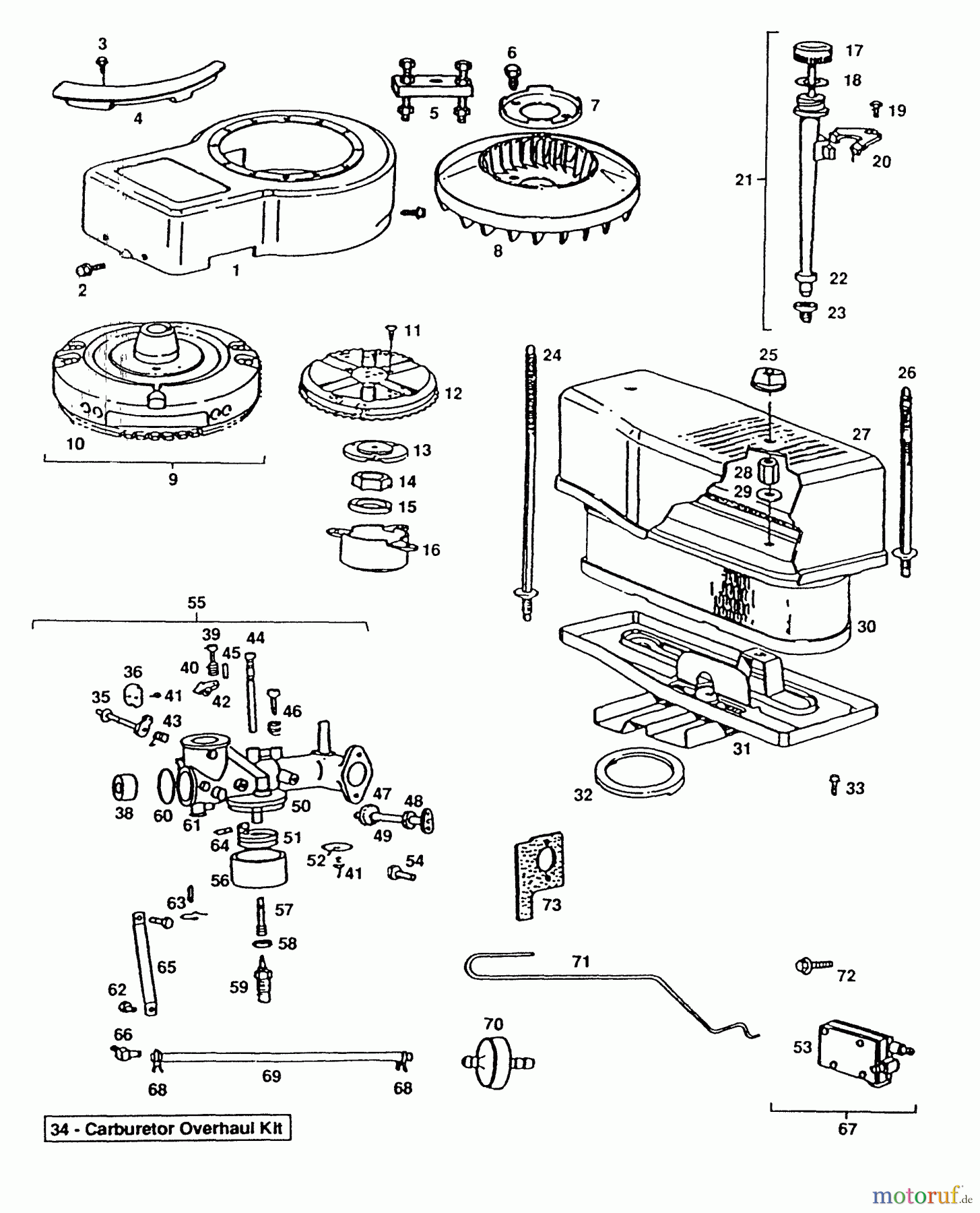  Husqvarna Rasen und Garten Traktoren YT 120 (HVYT120AR) - Husqvarna Yard Tractor (1990-03 & After) Engine B&S Model 281707 Type 0412-01 (Part 2)