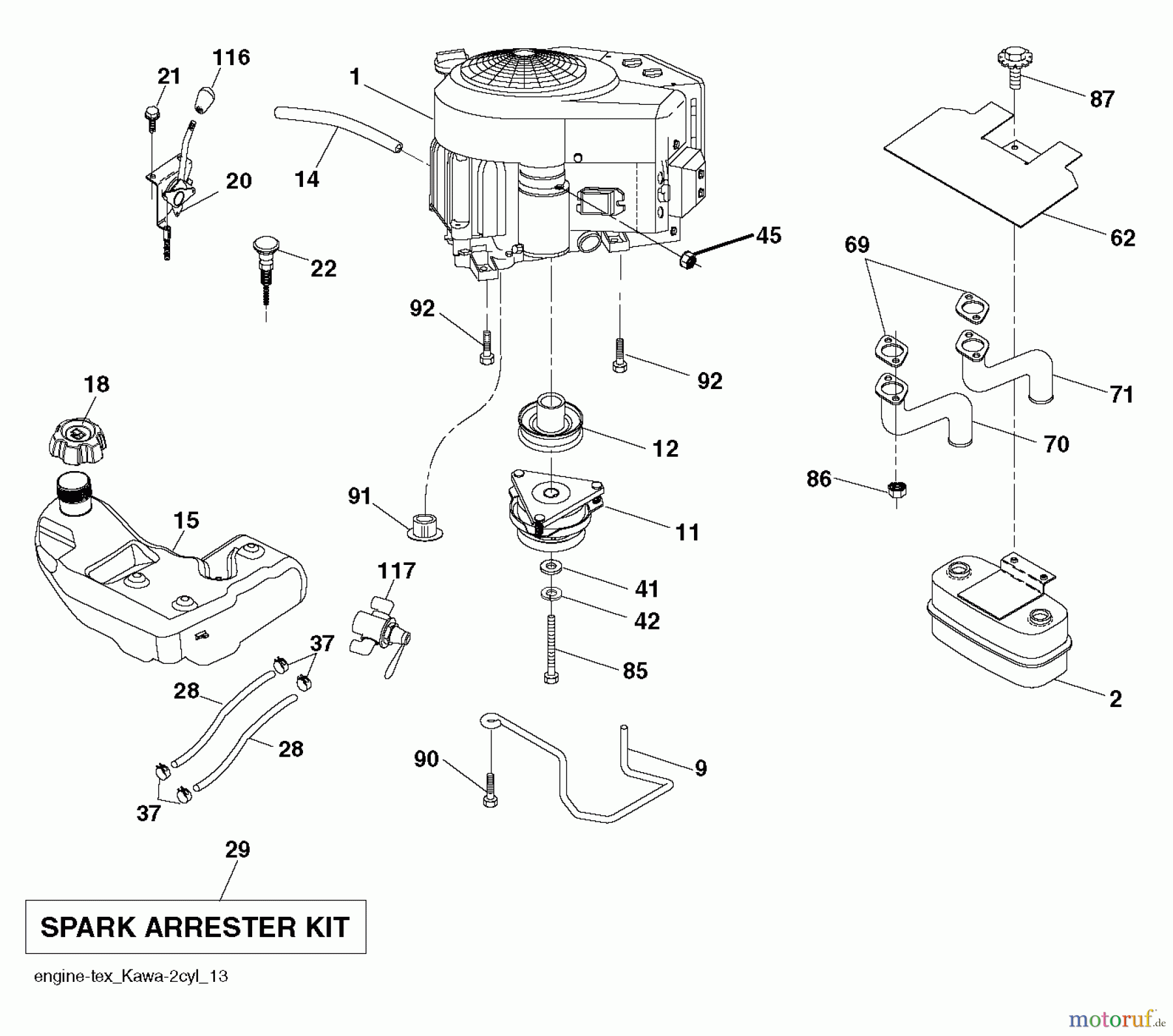  Husqvarna Rasen und Garten Traktoren YT48XLS (96043015501) - Husqvarna Yard Tractor (2013-09) ENGINE