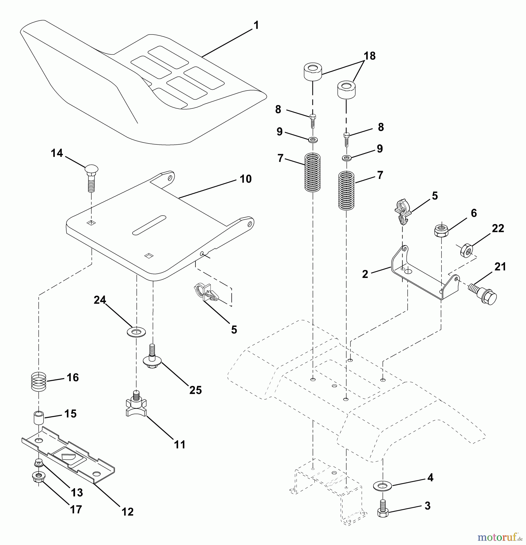  Husqvarna Rasen und Garten Traktoren YTH 150 (954140007) (HCLTH150E) - Husqvarna Yard Tractor (1998-03 to 1998-09) Seat Assembly