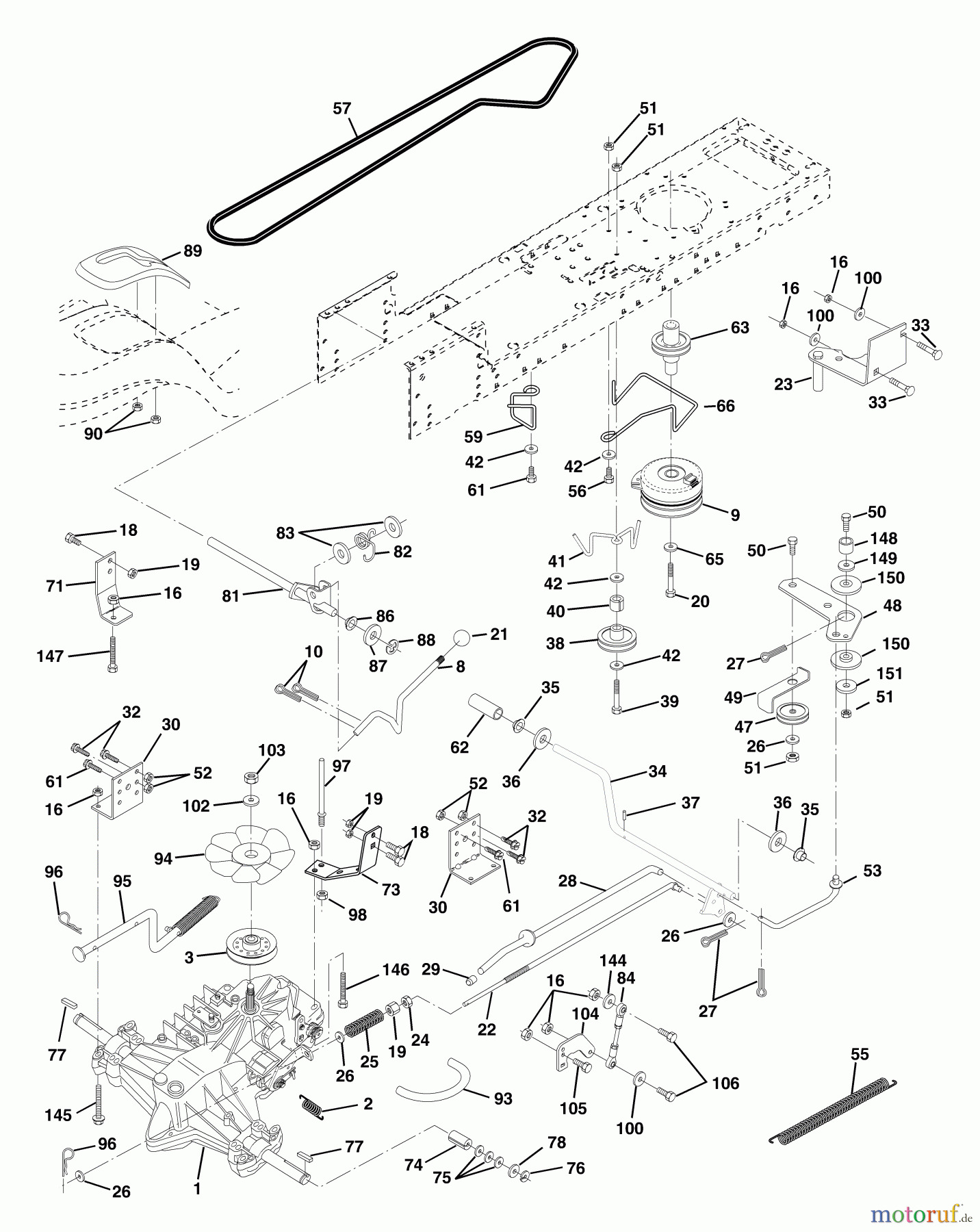  Husqvarna Rasen und Garten Traktoren YTH 150 (954140007) (HCLTH150E) - Husqvarna Yard Tractor (1998-03 to 1998-09) Drive