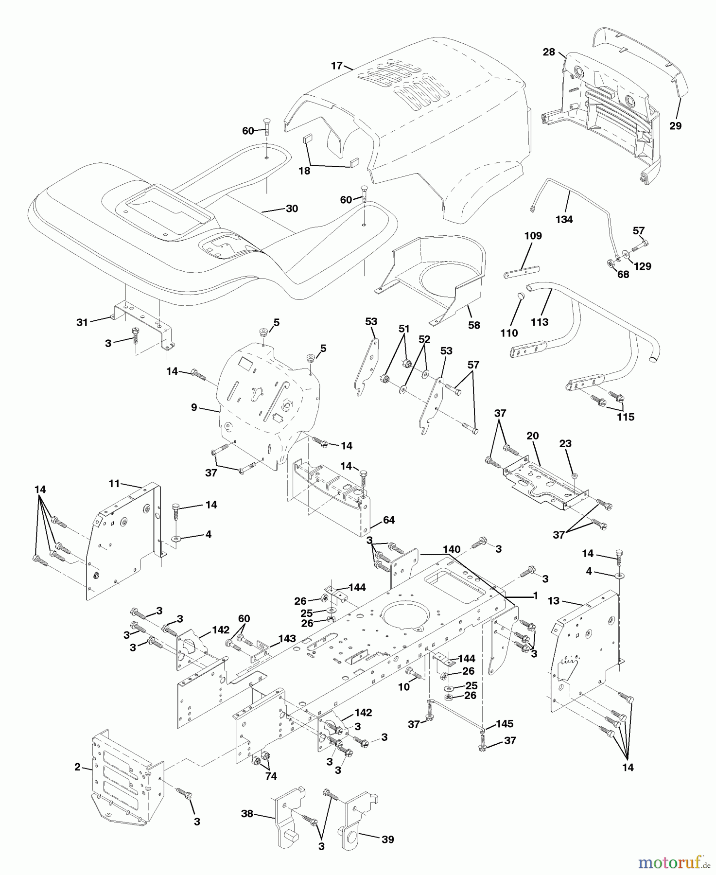  Husqvarna Rasen und Garten Traktoren YTH 150 (954140007E) - Husqvarna Yard Tractor (1998-02 & After) Chassis And Enclosures