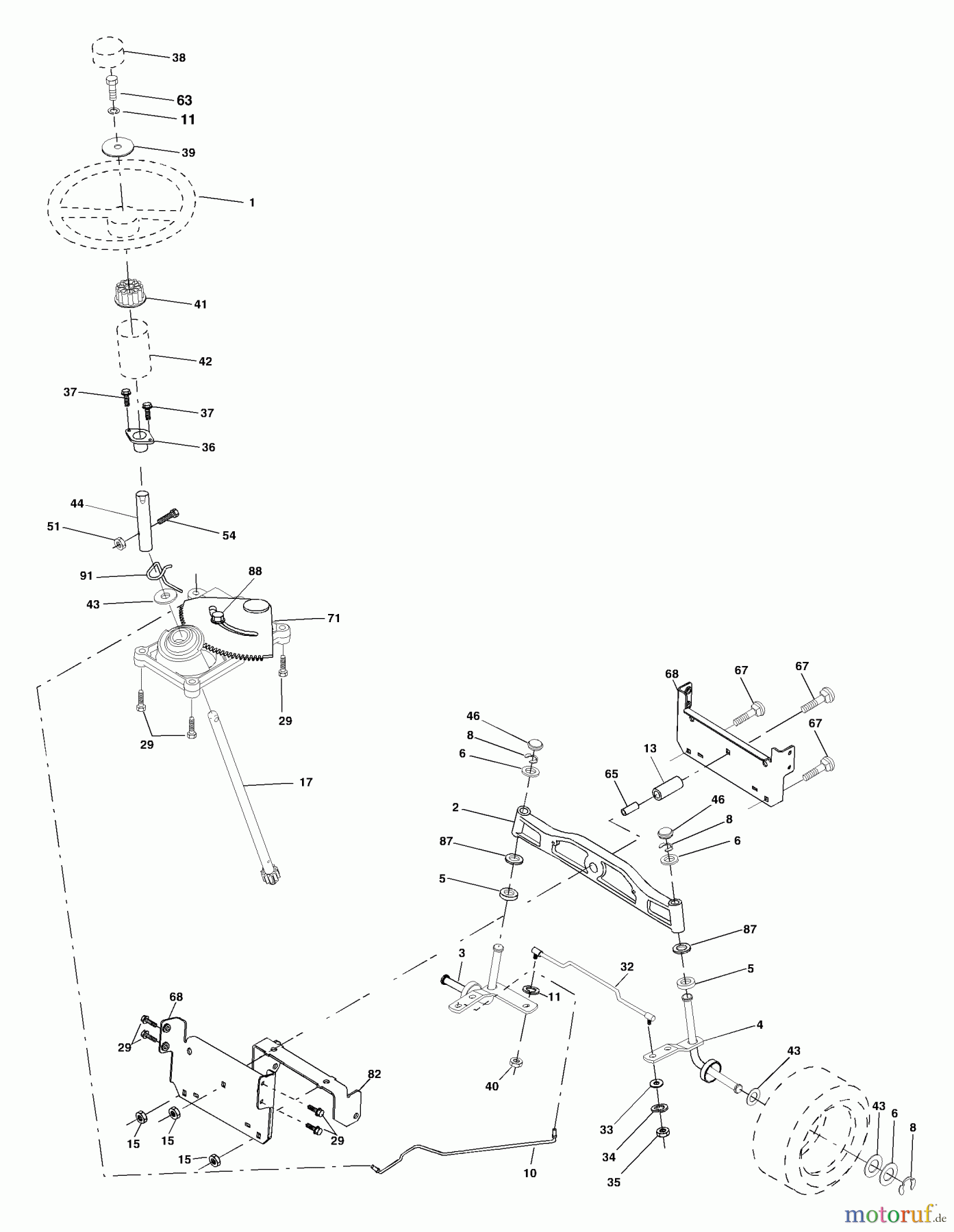  Husqvarna Rasen und Garten Traktoren YTH 1542XPC (954567253) - Husqvarna Yard Tractor (2001-12 & After) Steering Assembly