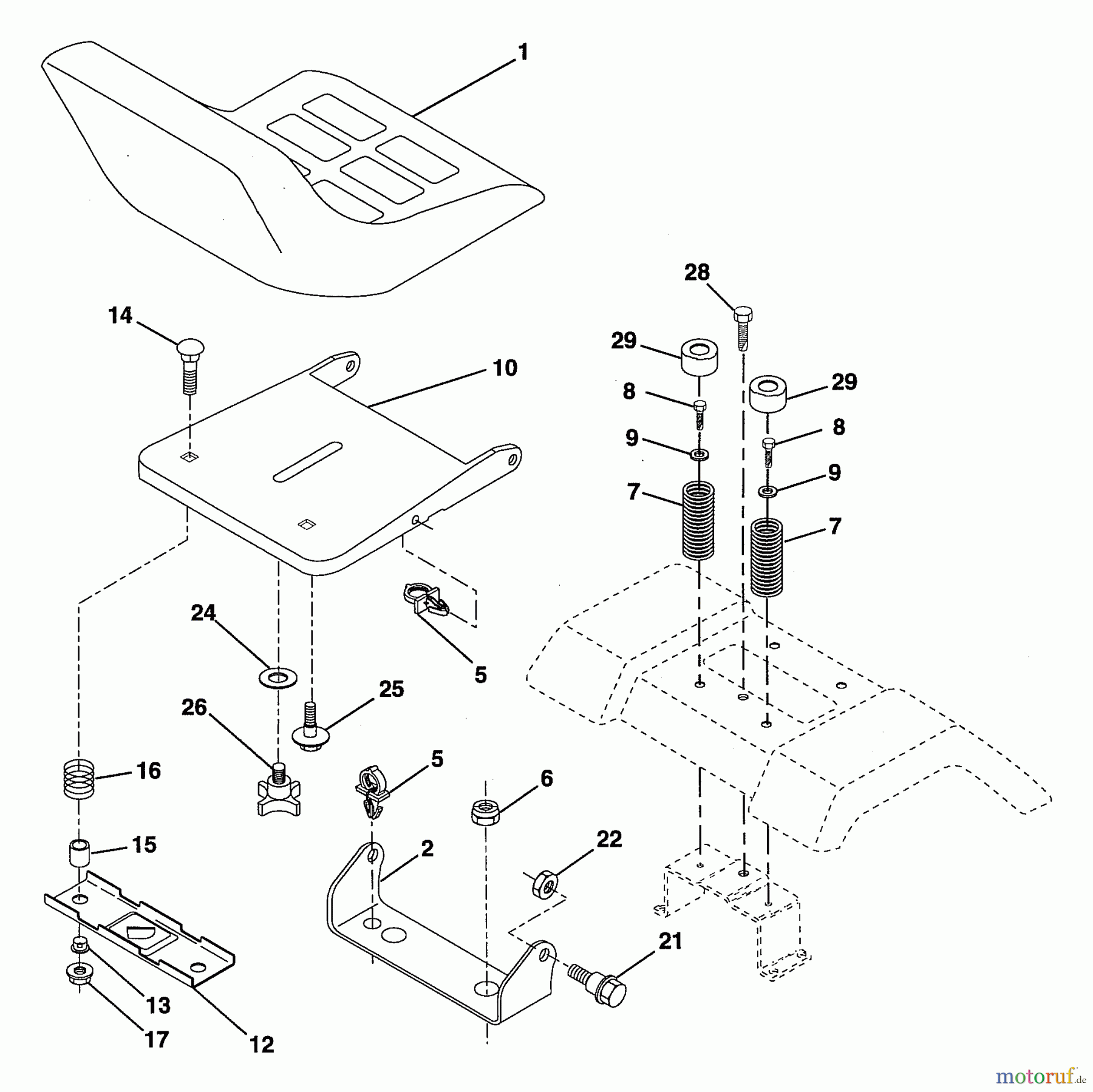  Husqvarna Rasen und Garten Traktoren YTH 180 (954000662) (HN18H42A) - Husqvarna Yard Tractor (1994-01 & After) Seat Assembly