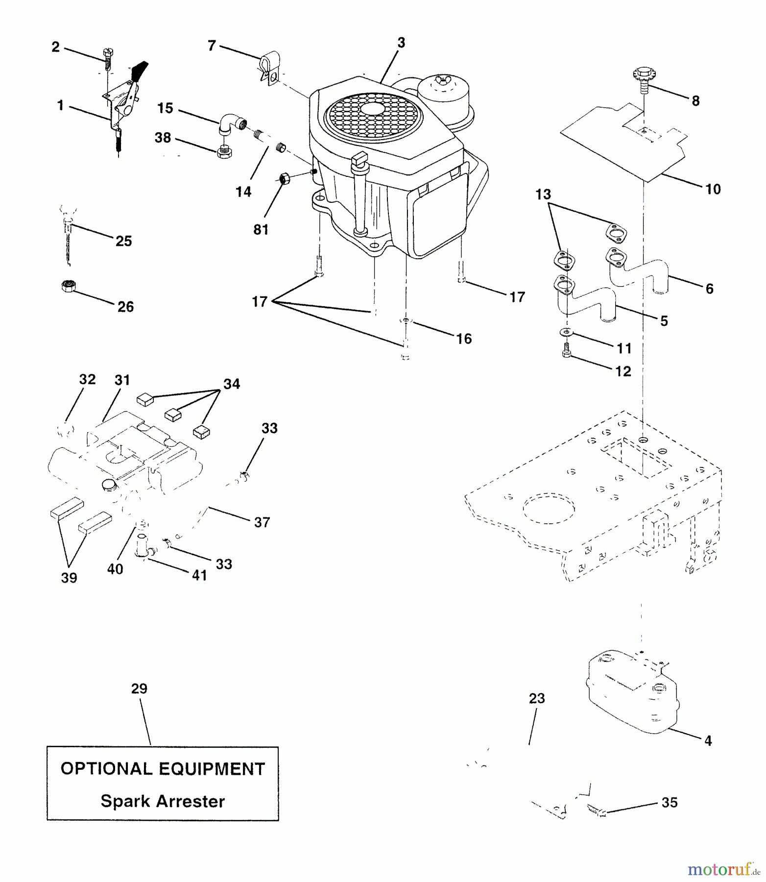  Husqvarna Rasen und Garten Traktoren YTH 180 (954140010) (HCYTH180C) - Husqvarna Yard Tractor (1997-01 to 1997-10) Engine