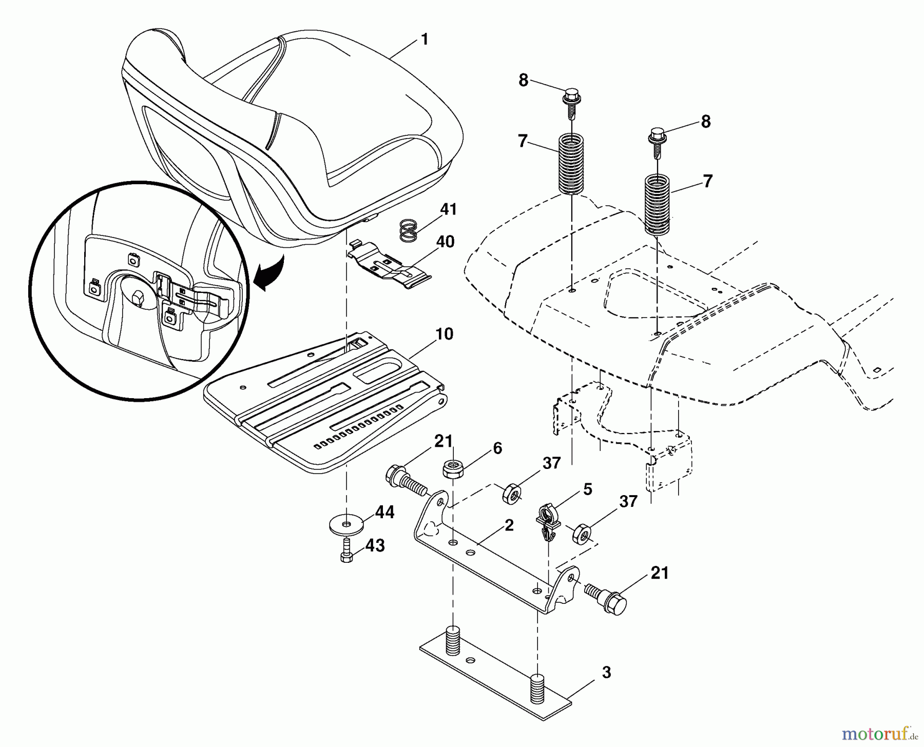  Husqvarna Rasen und Garten Traktoren YTH 1848XPT (96043000700) - Husqvarna Yard Tractor (2006-03 & After) Seat Assembly