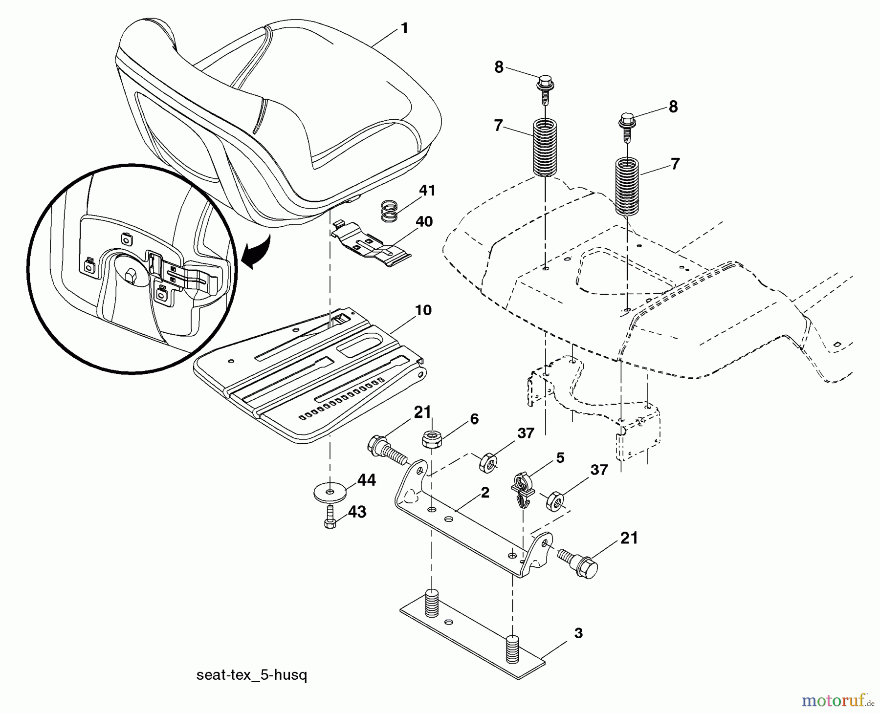  Husqvarna Rasen und Garten Traktoren YTH 1848XPT (96043000701) - Husqvarna Yard Tractor (2006-03 & After) Seat Assembly