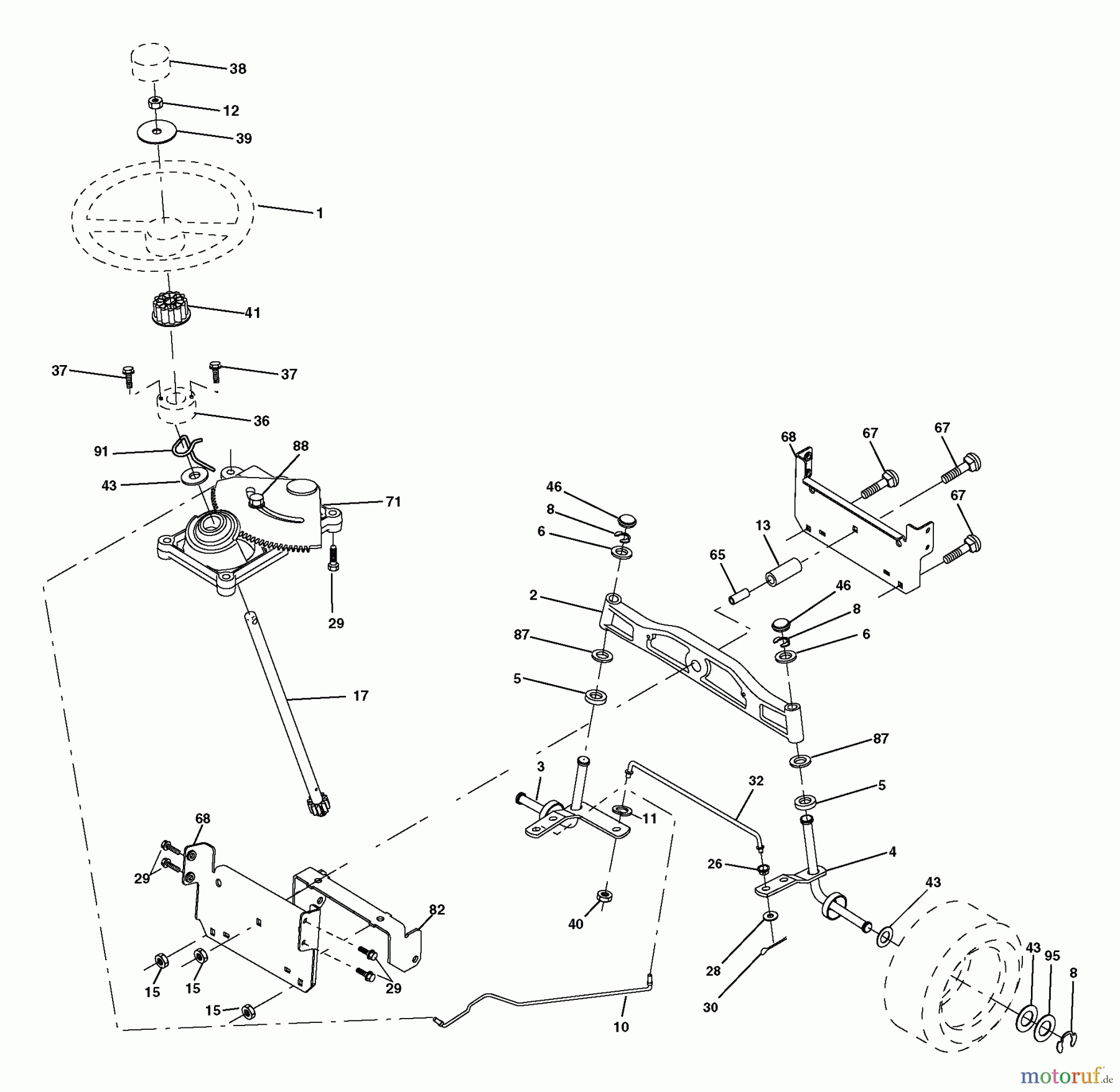  Husqvarna Rasen und Garten Traktoren YTH 1842 (96013000201) - Husqvarna Yard Tractor (2005-01 & After) Steering Assembly