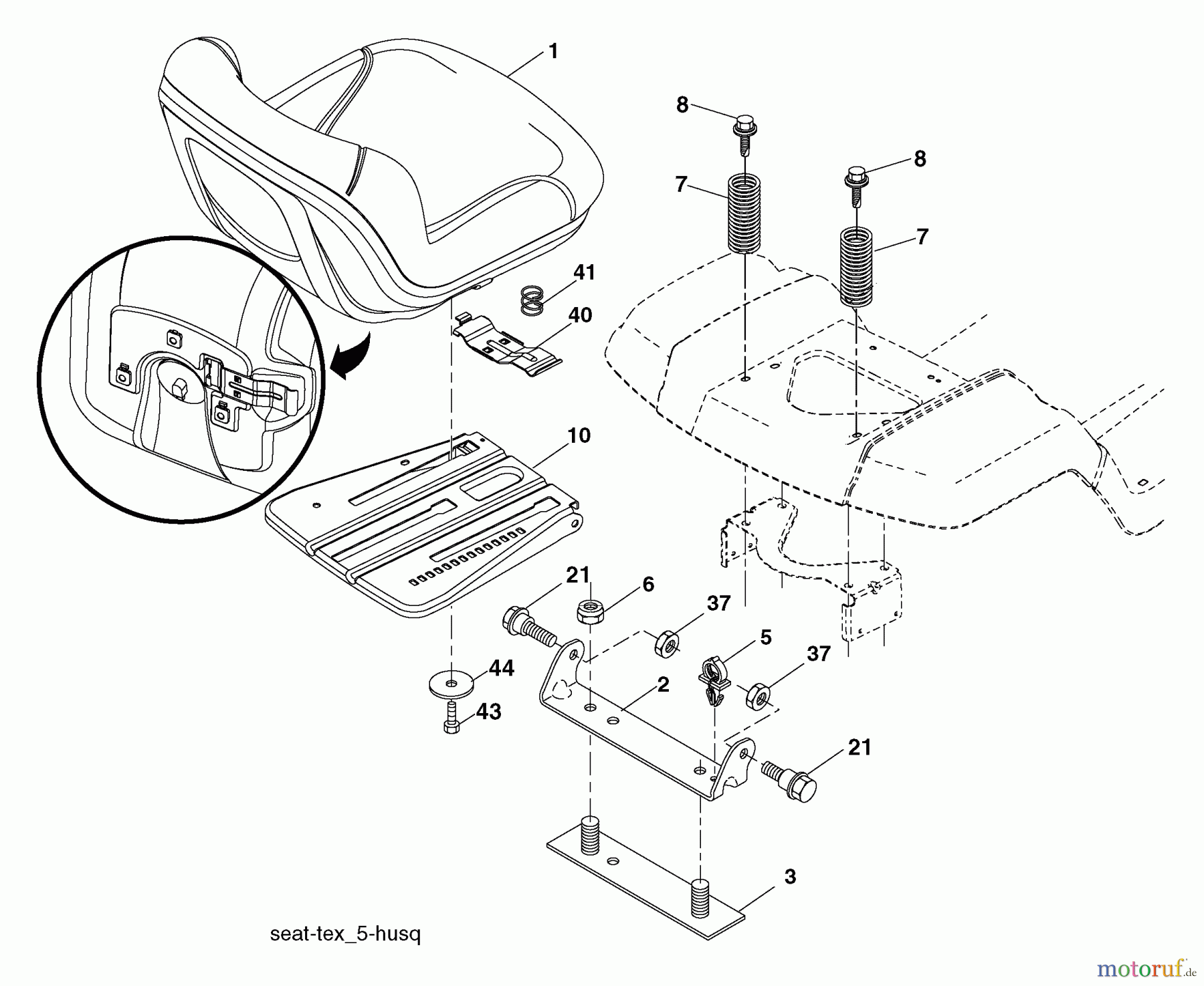  Husqvarna Rasen und Garten Traktoren YTH 20F42T (96043000500) - Husqvarna Yard Tractor (2006-05 & After) Seat Assembly