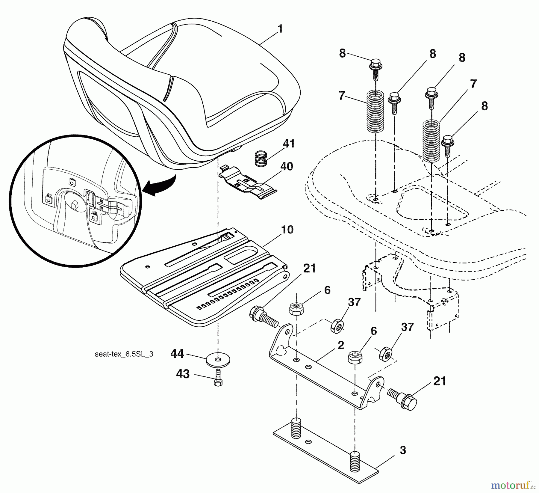  Husqvarna Rasen und Garten Traktoren YTH 20K46 (96045000411) - Husqvarna Yard Tractor (2008-10 & After) Seat Assembly