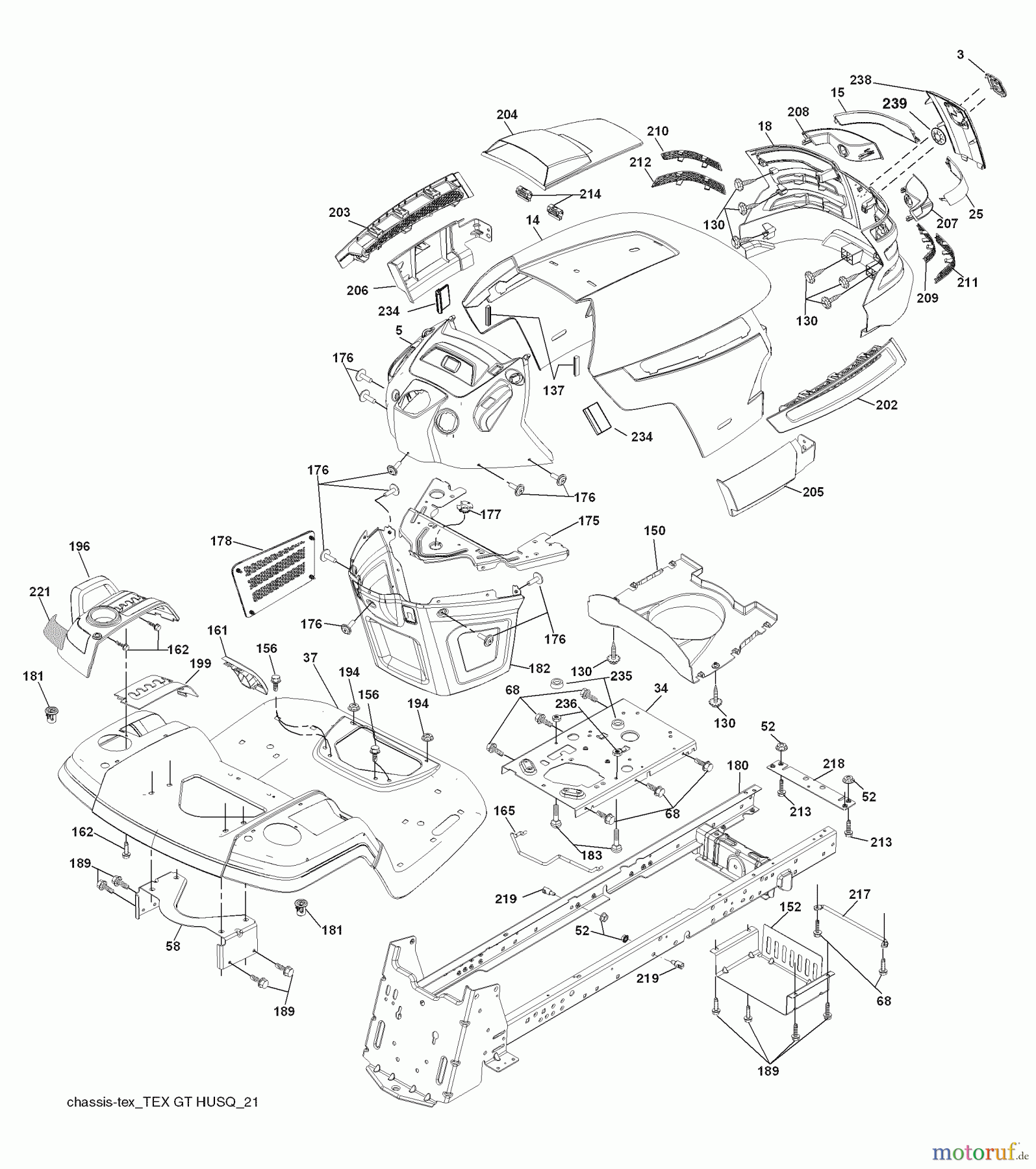  Husqvarna Rasen und Garten Traktoren YTH 2146XP (96043005200) - Husqvarna Yard Tractor (2007-12 & After) (California) Chassis