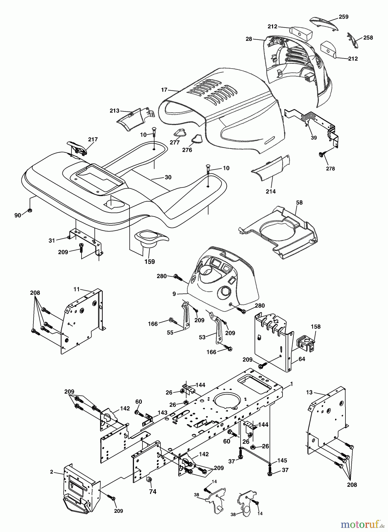  Husqvarna Rasen und Garten Traktoren YTH 2148 (954572035) (LO21H48G) - Husqvarna Yard Tractor (2004-04 to 2004-03) Chassis And Enclosures