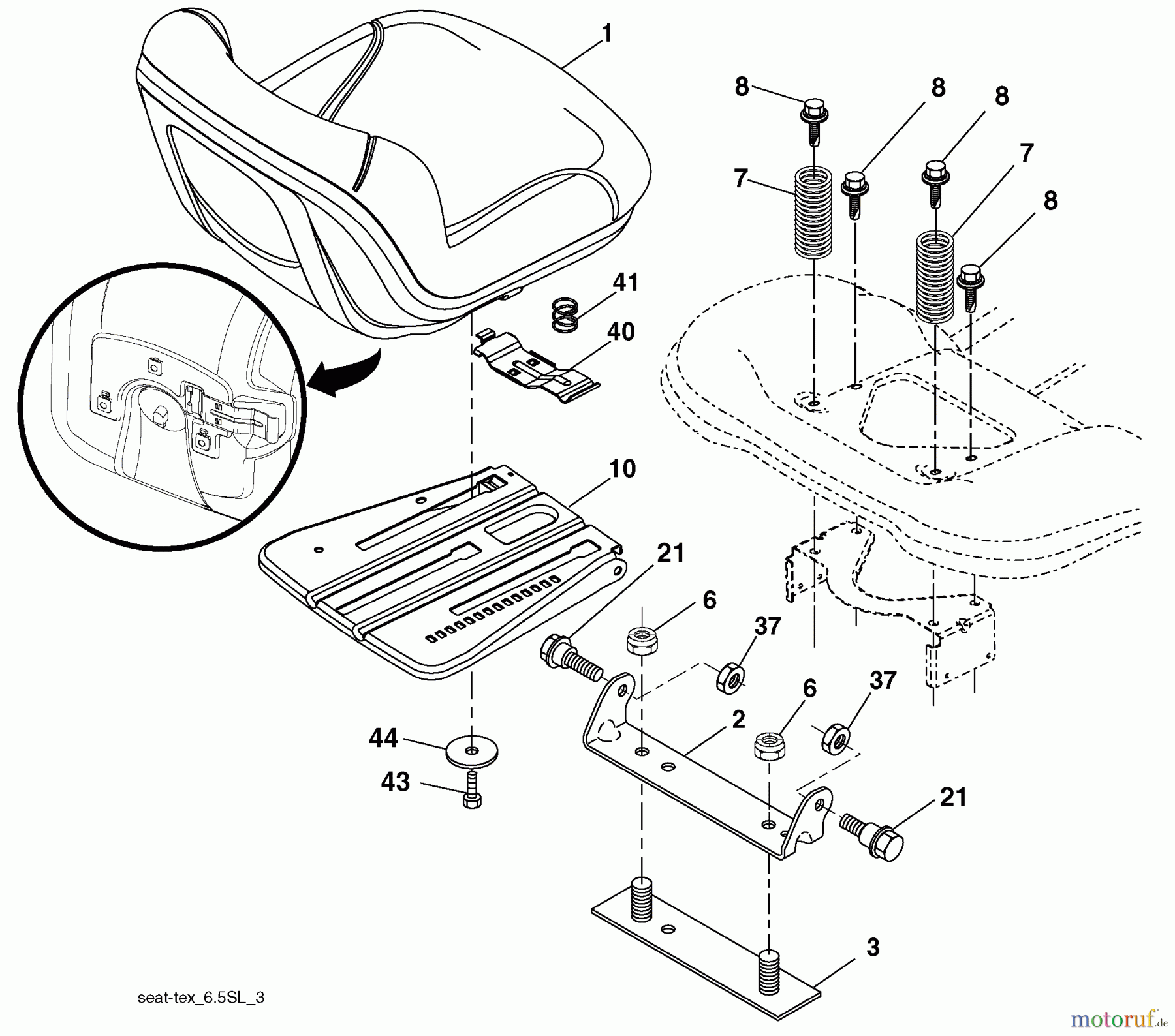  Husqvarna Rasen und Garten Traktoren YTH 2242 (96043010000) - Husqvarna Yard Tractor (2009-10 & After) Seat Assembly