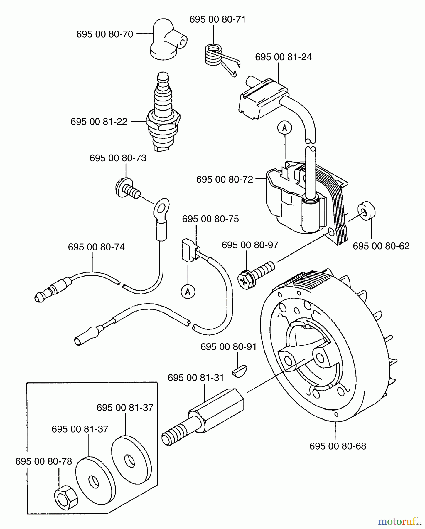  Husqvarna Bläser / Sauger / Häcksler / Mulchgeräte 125 BT - Husqvarna Backpack Blower (2003-07 to 2004-09) Ignition / Flywheel