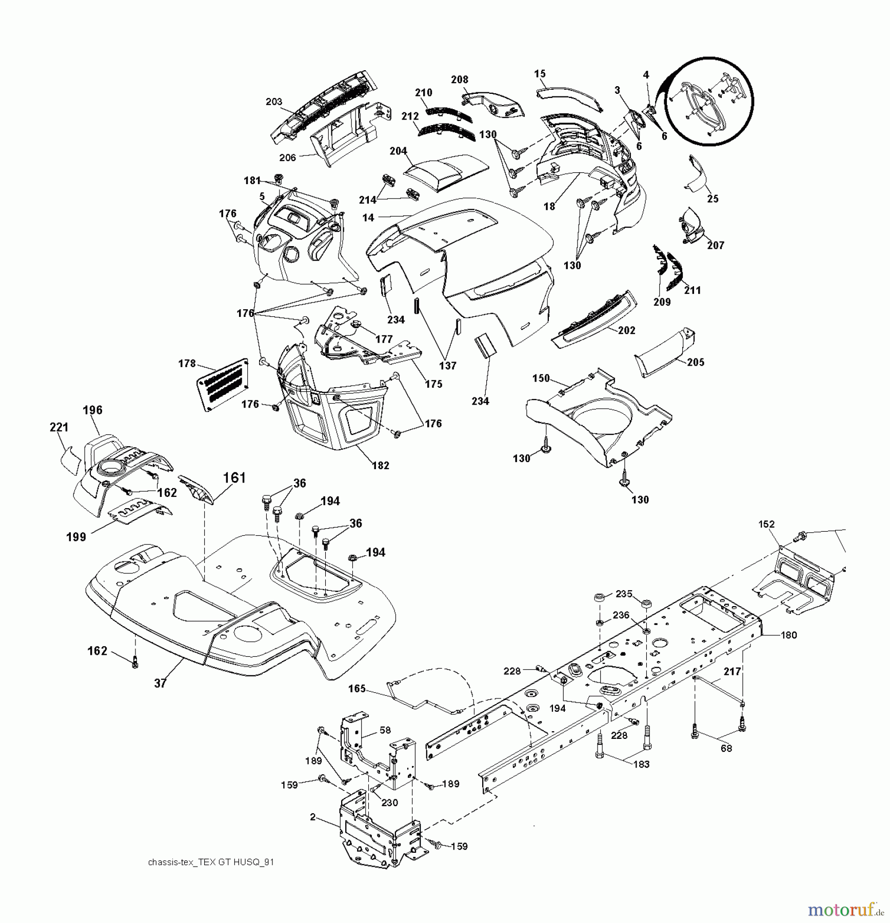  Husqvarna Rasen und Garten Traktoren YTH 2242TDF (96041017301) - Husqvarna Yard Tractor (2010-03 & After) CHASSIS ENCLOSURES