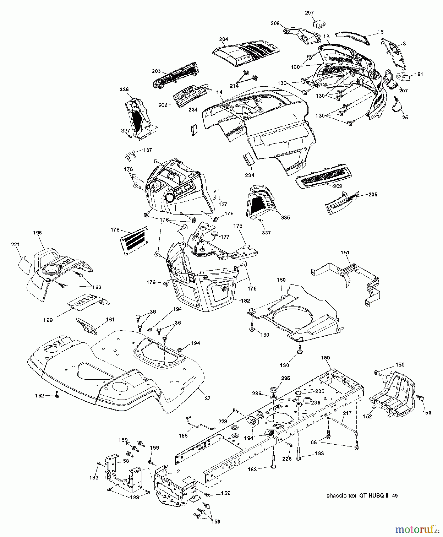  Husqvarna Rasen und Garten Traktoren YTH 2242TDRF (96041023700) - Husqvarna Yard Tractor (2011-05 & After) CHASSIS ENCLOSURES