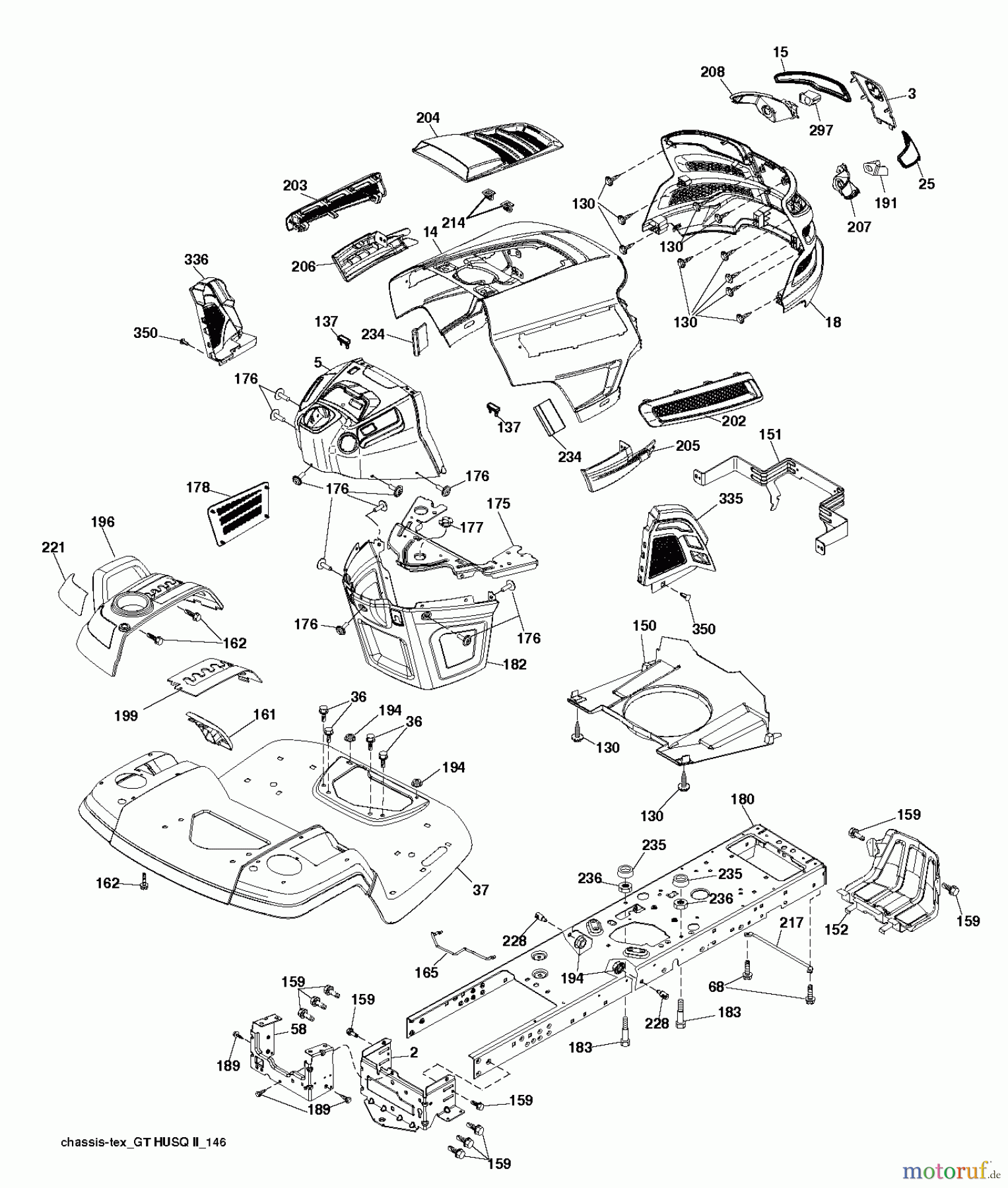  Husqvarna Rasen und Garten Traktoren YTH 2242TDRF (96041023702) - Husqvarna Yard Tractor (2012-11 & After) CHASSIS ENCLOSURES