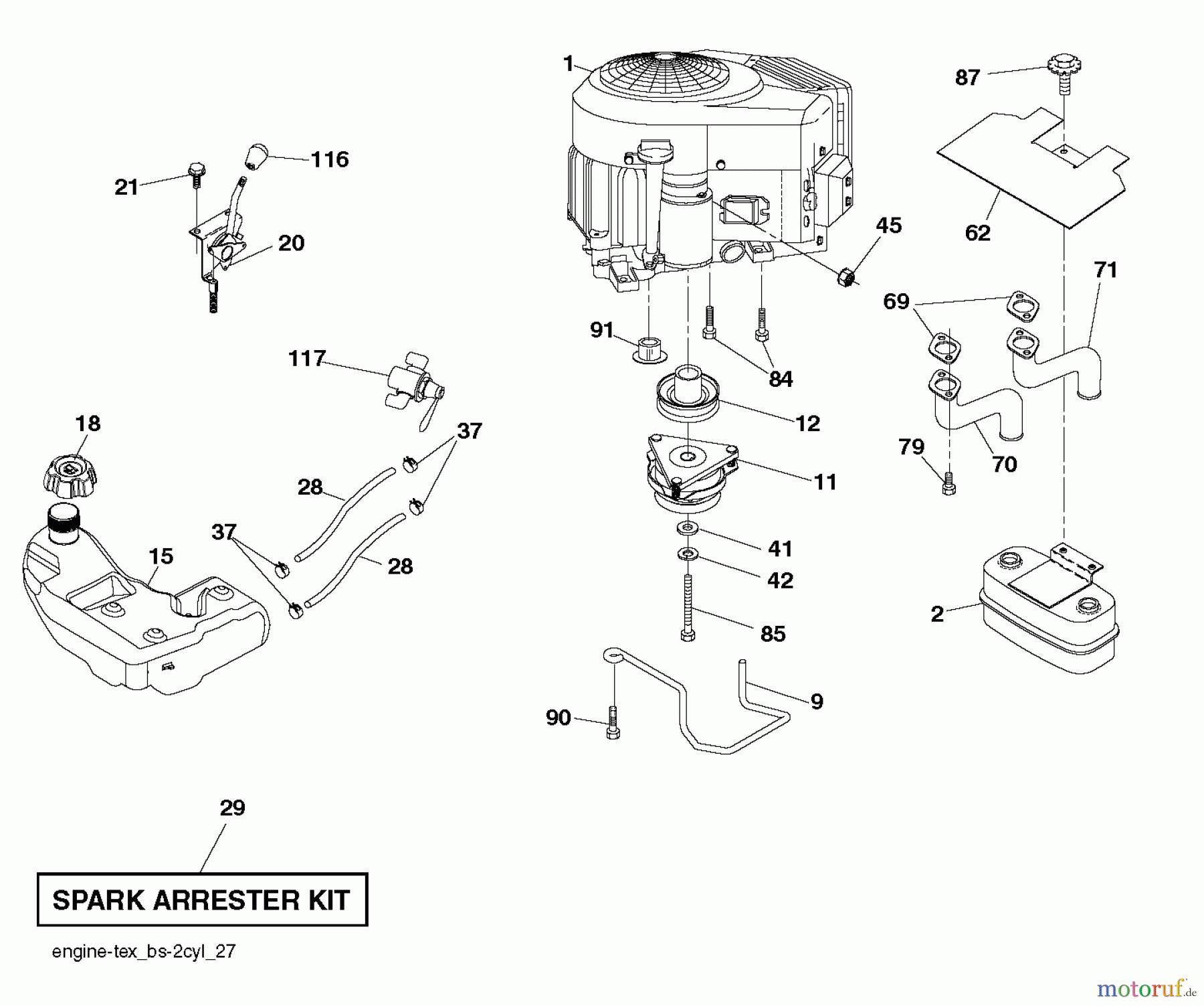  Husqvarna Rasen und Garten Traktoren YTH 2242 TDRF (96041023703) - Husqvarna Yard Tractor (2013-05) ENGINE