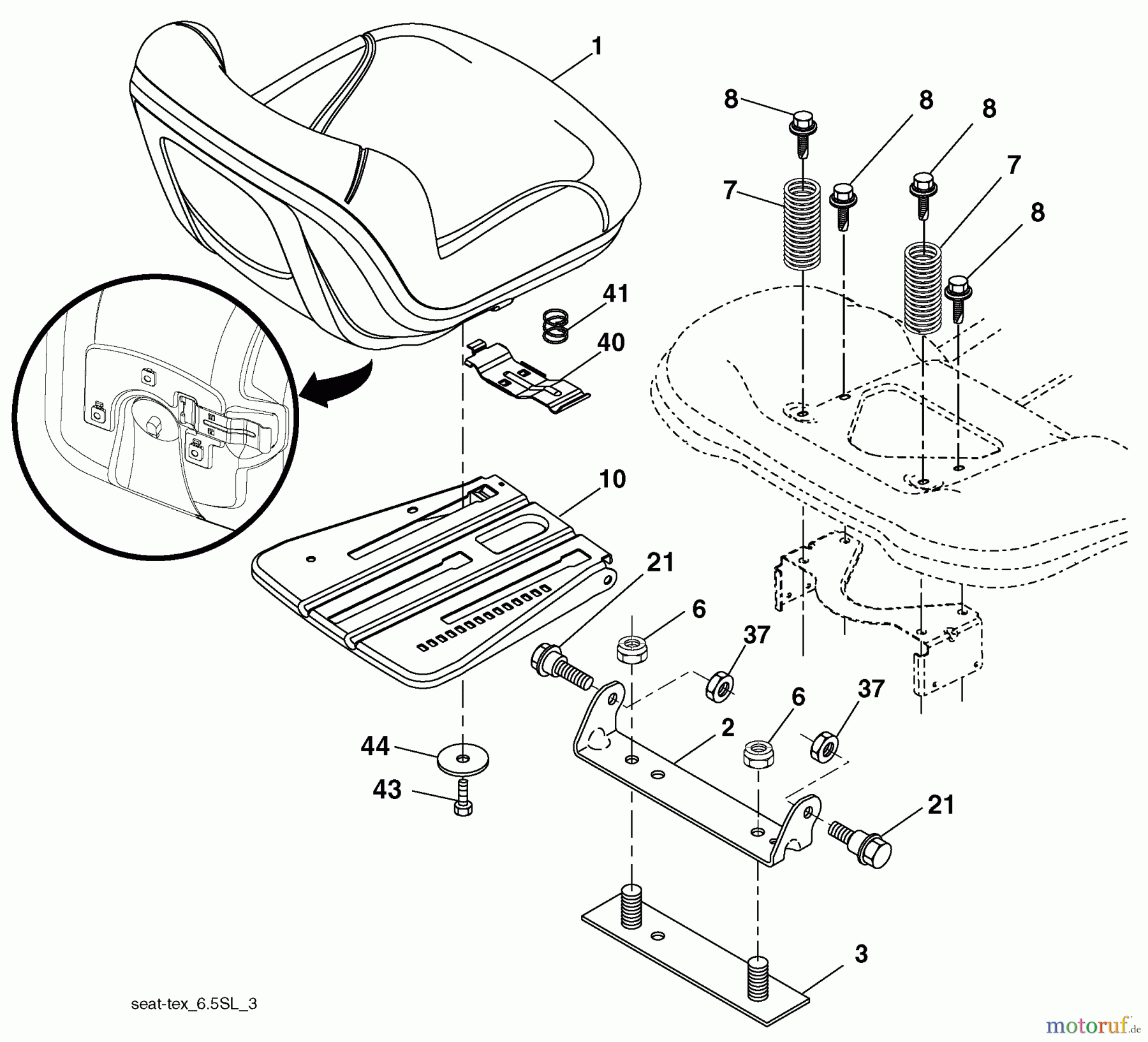  Husqvarna Rasen und Garten Traktoren YTH 22V46 (96043010101) - Husqvarna Yard Tractor (2010-04 & After) Seat Assembly