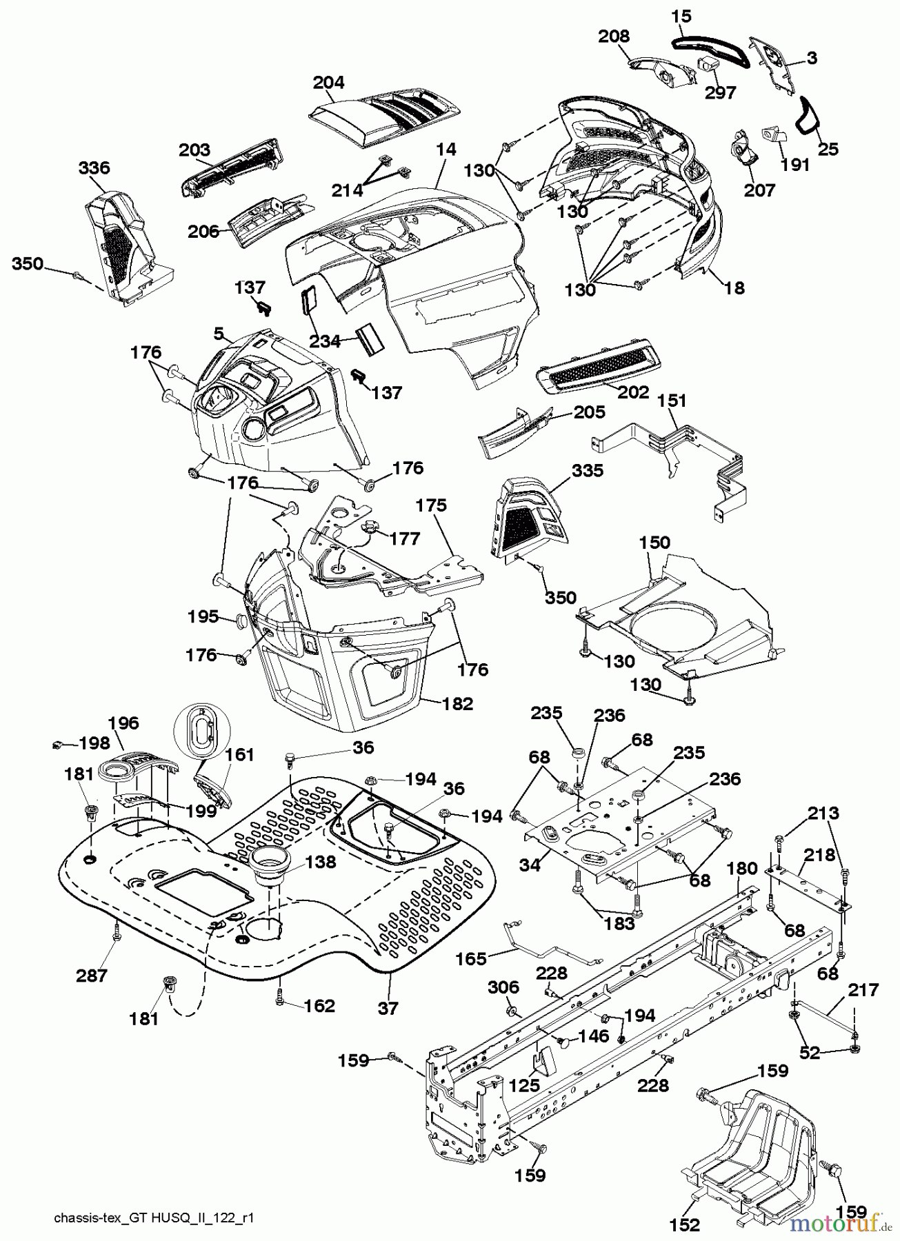  Husqvarna Rasen und Garten Traktoren YTH 22V46 (96043018500) - Husqvarna Yard Tractor (2013-09) CHASSIS / FRAME