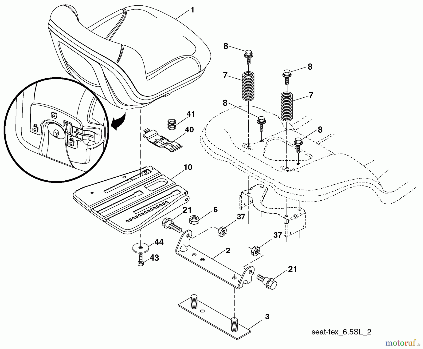  Husqvarna Rasen und Garten Traktoren YTH 22V46XLS (96043010301) - Husqvarna Yard Tractor (2010-02 & After) Seat Assembly